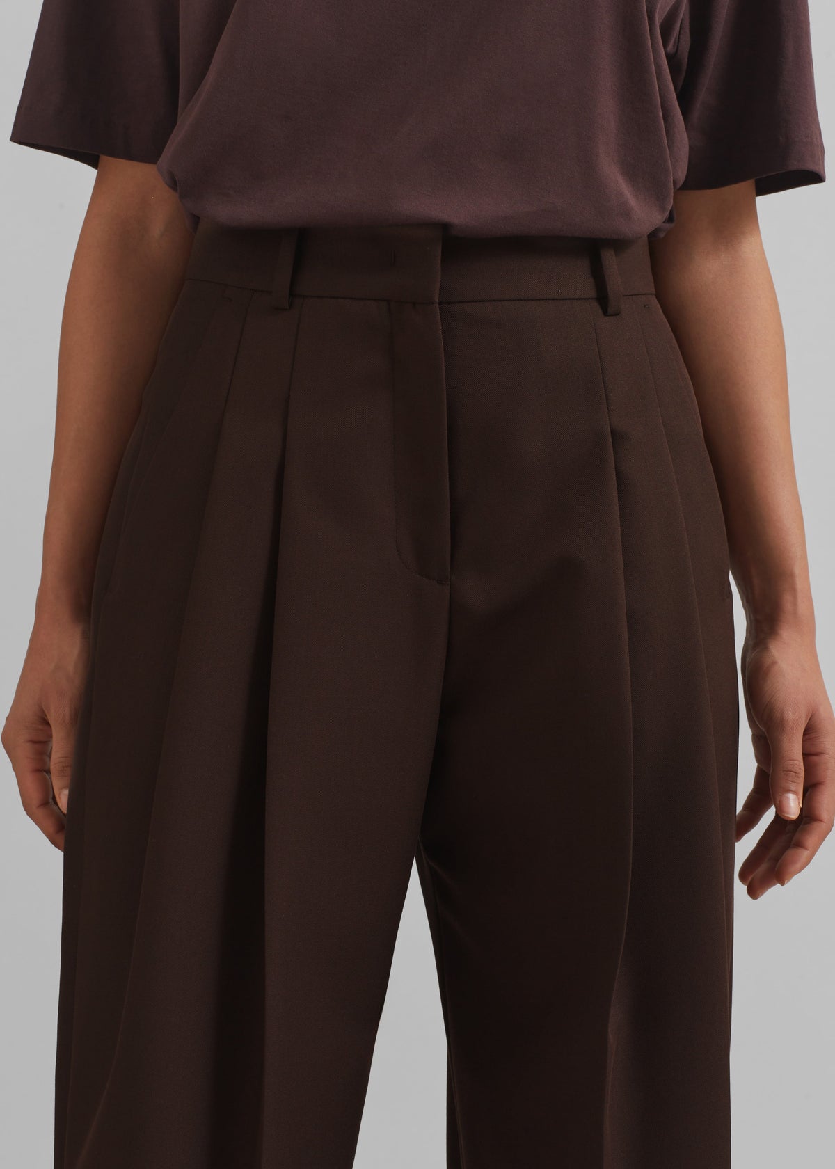 Gelso Pleated Twill Trousers - Brown – view 4 of 9