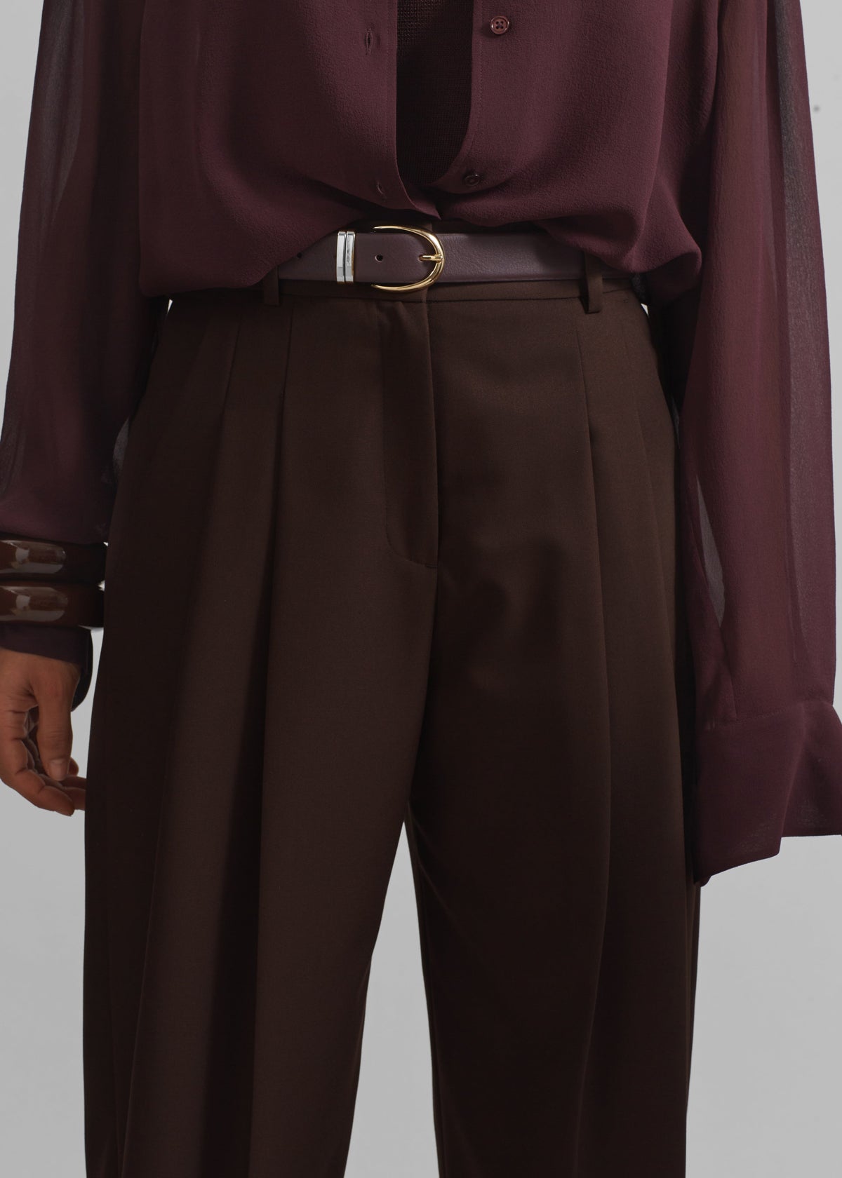 Gelso Pleated Twill Trousers - Brown – view 5 of 9