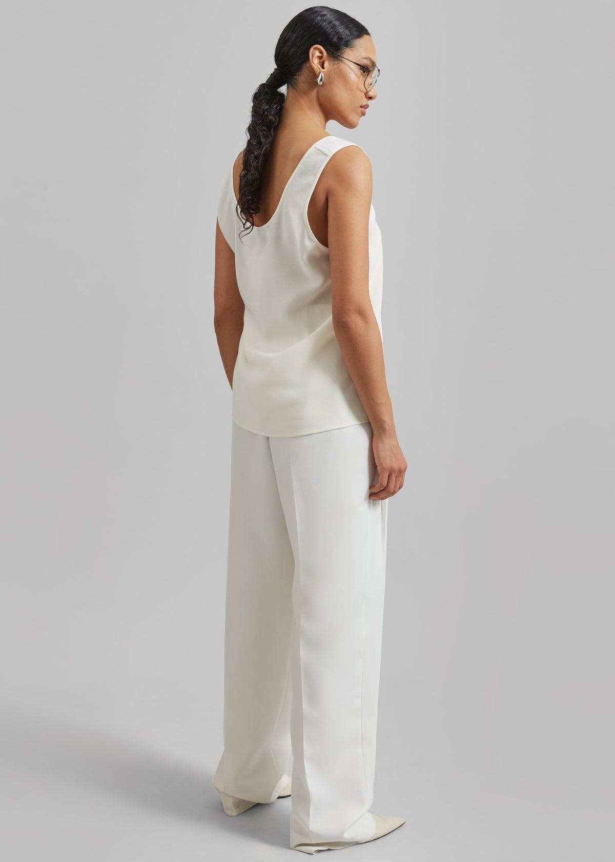 Gelso Pleated Twill Trousers - White – view 6 of 7