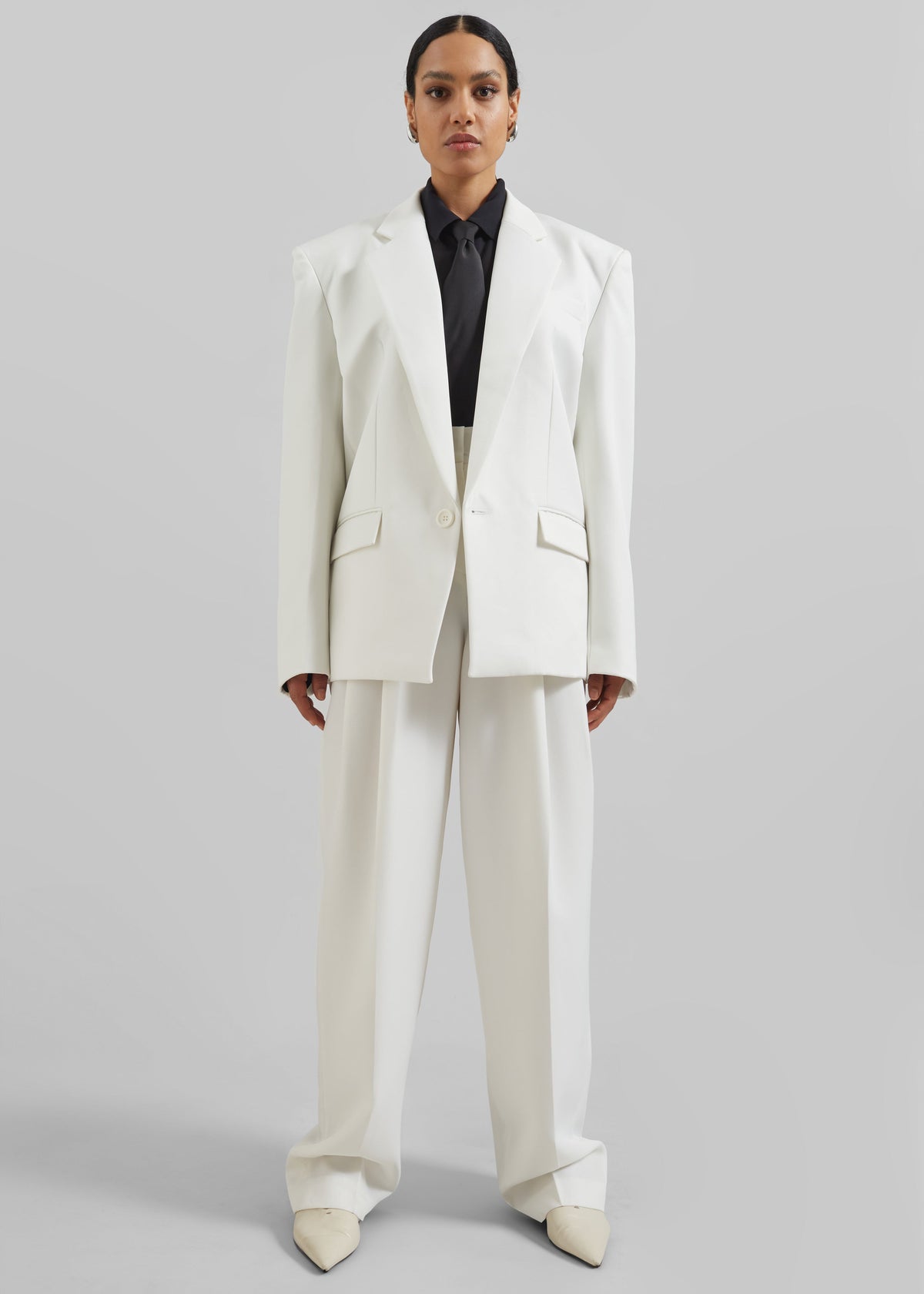 Gelso Pleated Twill Trousers - White – view 2 of 7