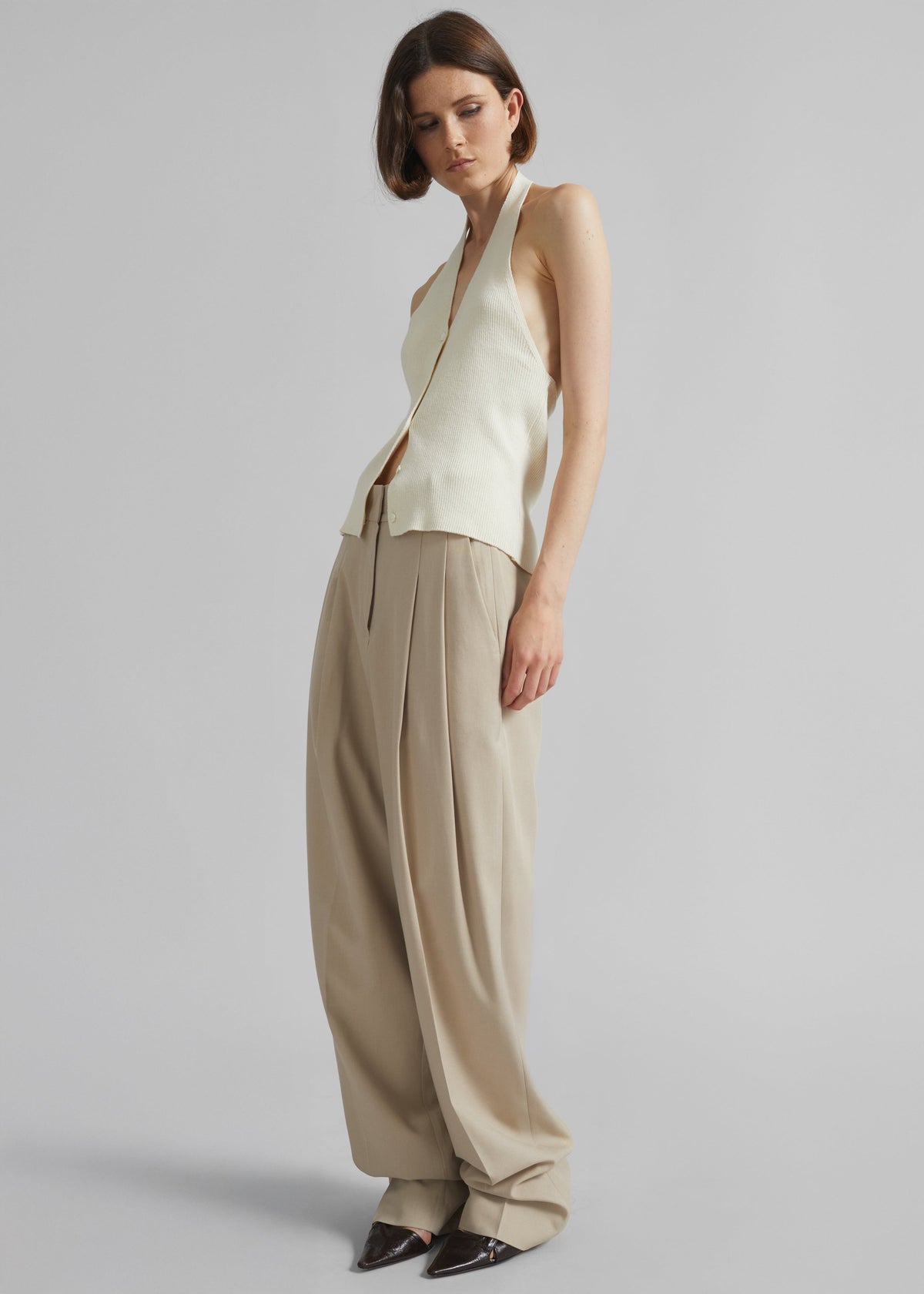 Gelso Pleated Twill Trousers - Beige – view 1 of 10