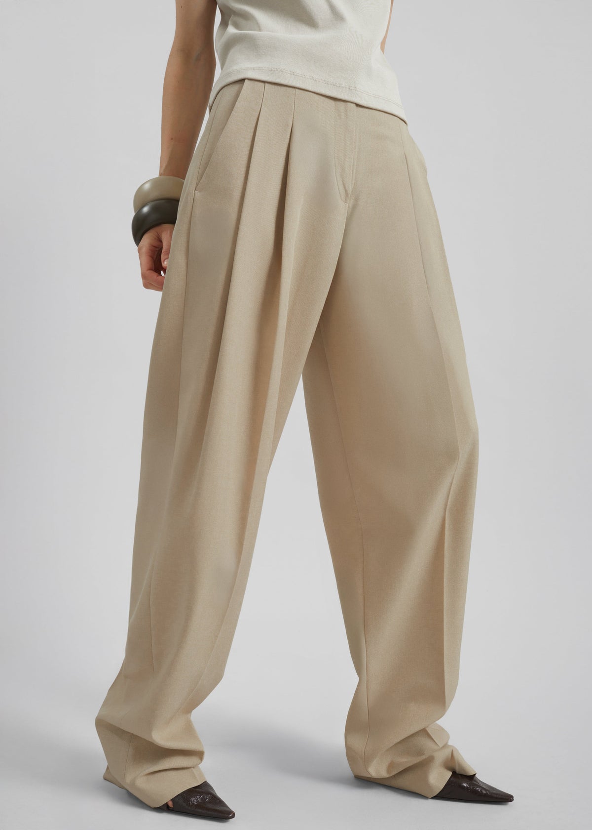 Gelso Pleated Twill Trousers - Beige – view 3 of 10