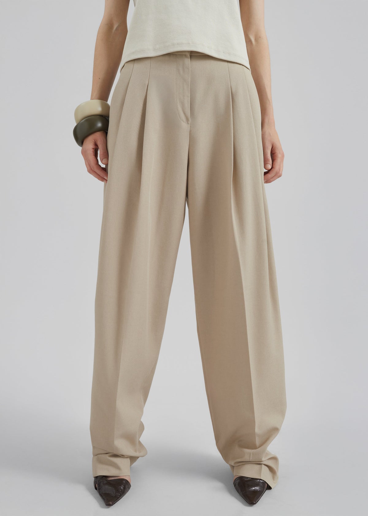 Gelso Pleated Twill Trousers - Beige – view 4 of 10
