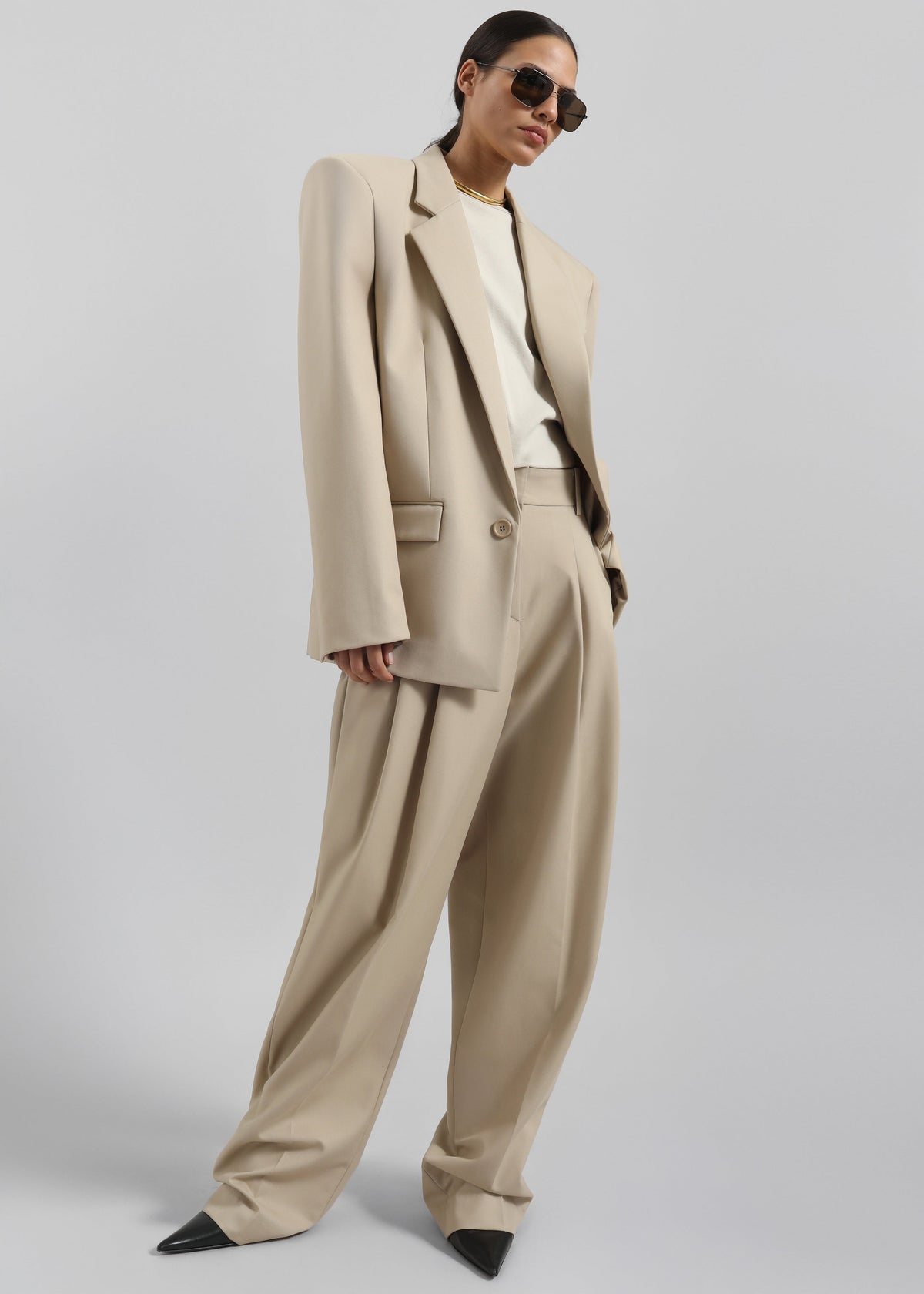 Gelso Pleated Twill Trousers - Beige – view 2 of 10