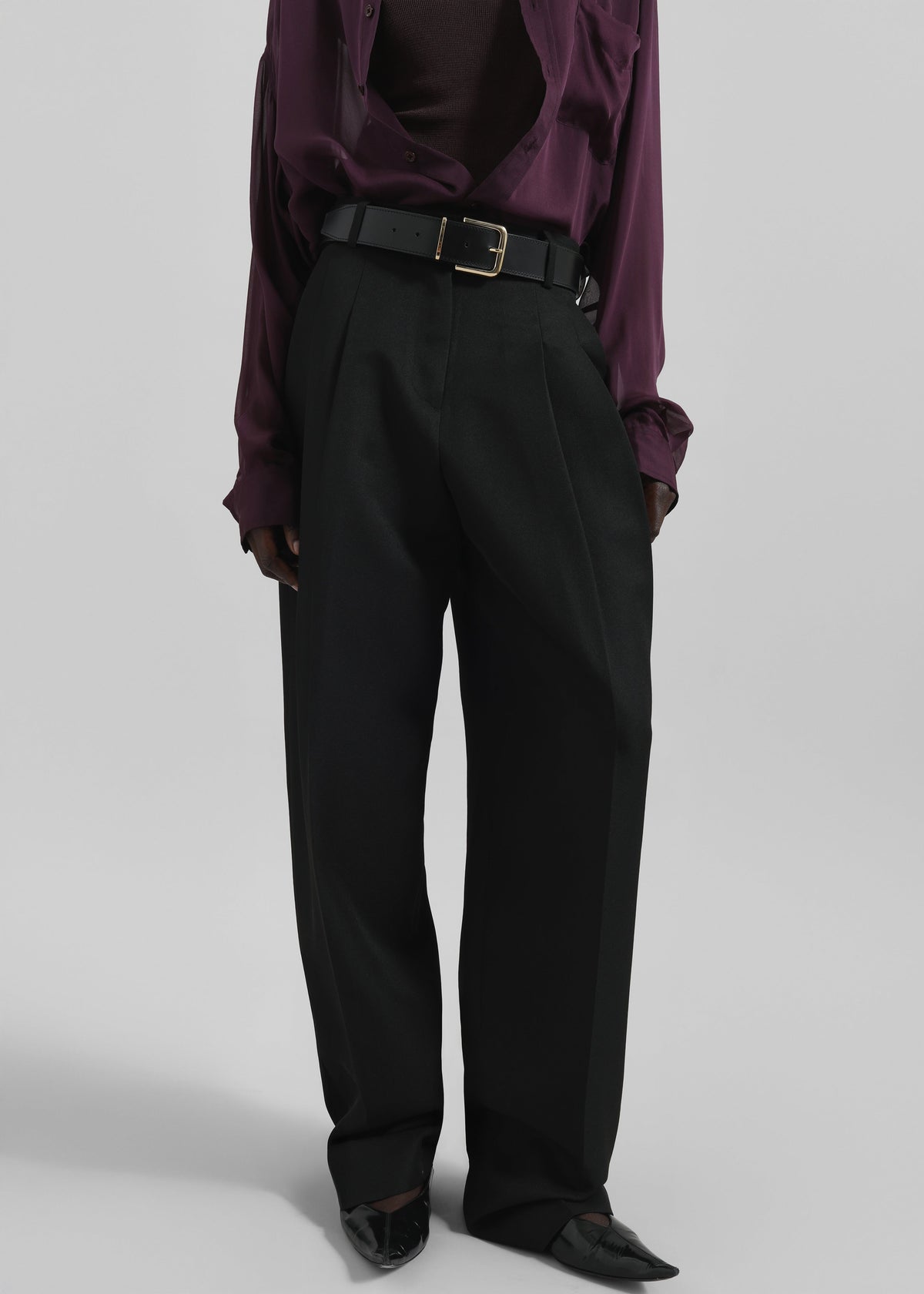 Gelso Pleated Twill Trousers - Black – view 1 of 9