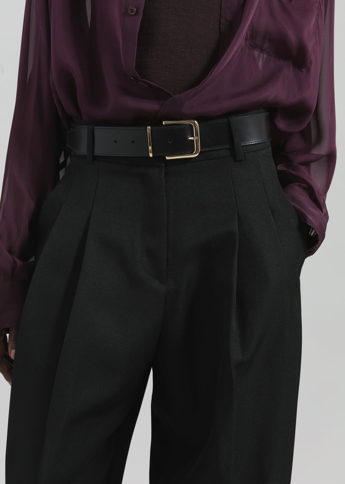 Gelso Pleated Twill Trousers - Black – view 3 of 9