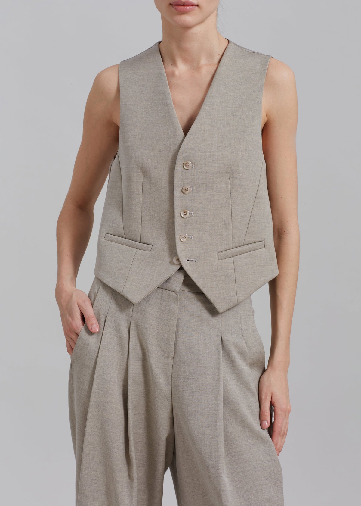 Gelso Waistcoat - Light Taupe Melange – view 2 of 7