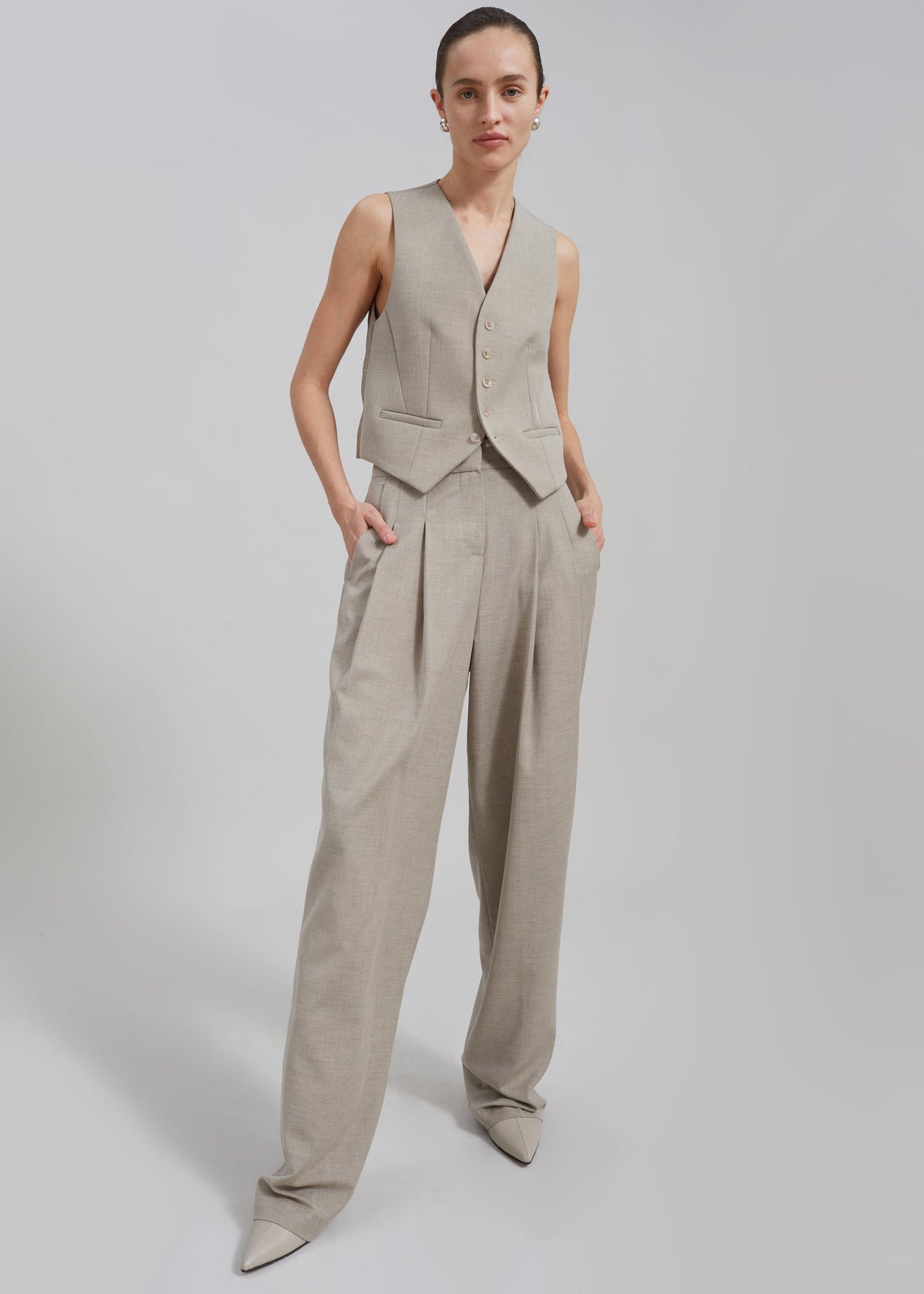 Gelso Waistcoat - Light Taupe Melange – view 3 of 7