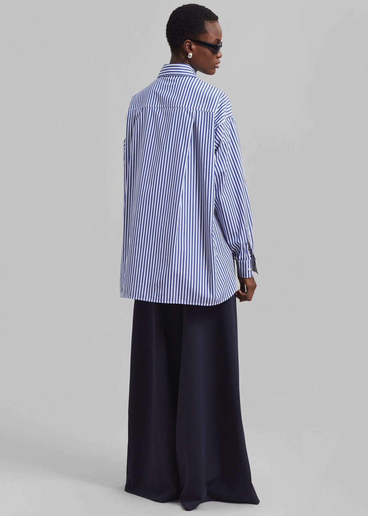 Georgia Boxy Shirt - White/Blue Stripe – view 12 of 13