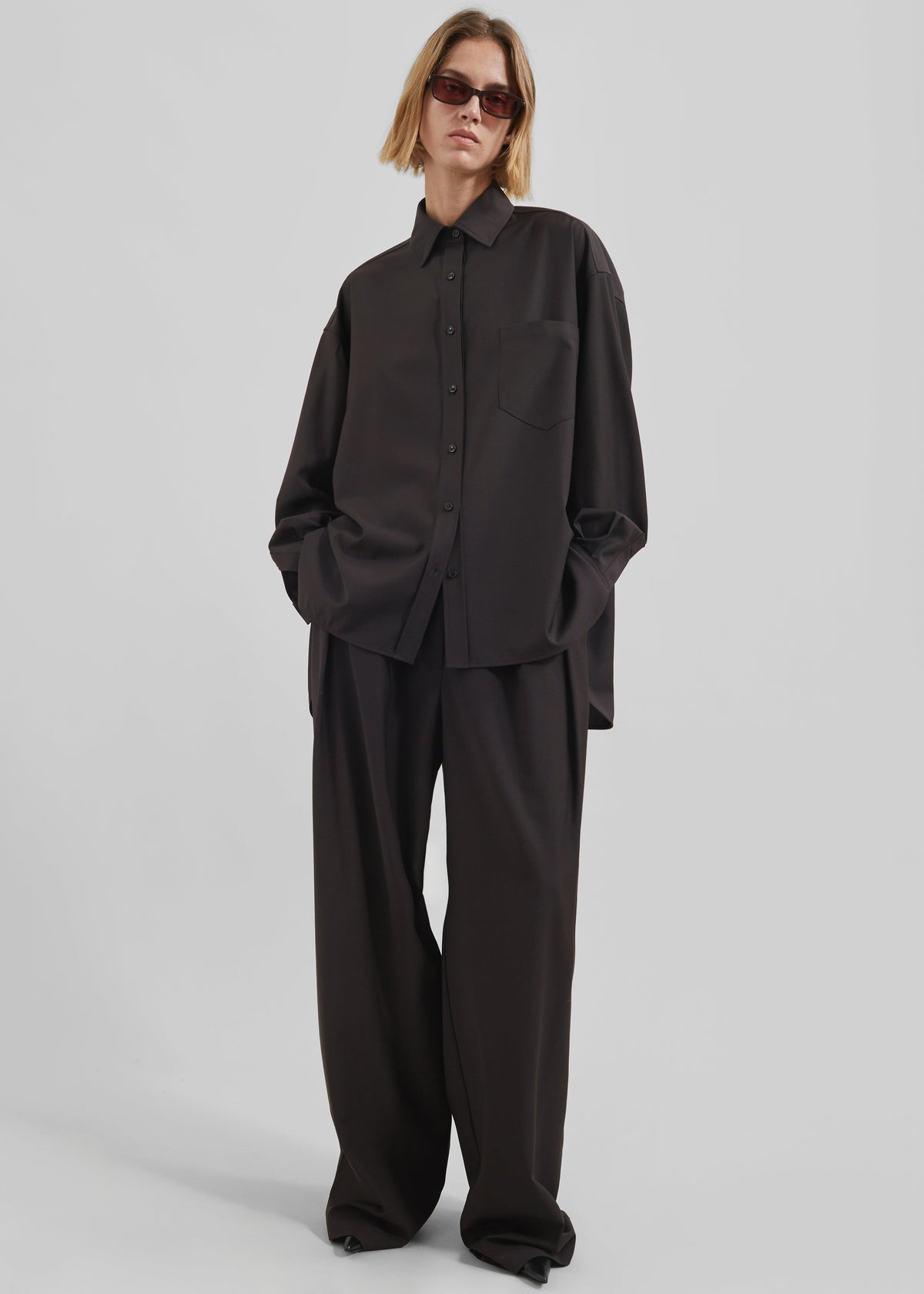 Georgia Wool Blend Shirt - Brown – view 2 of 9