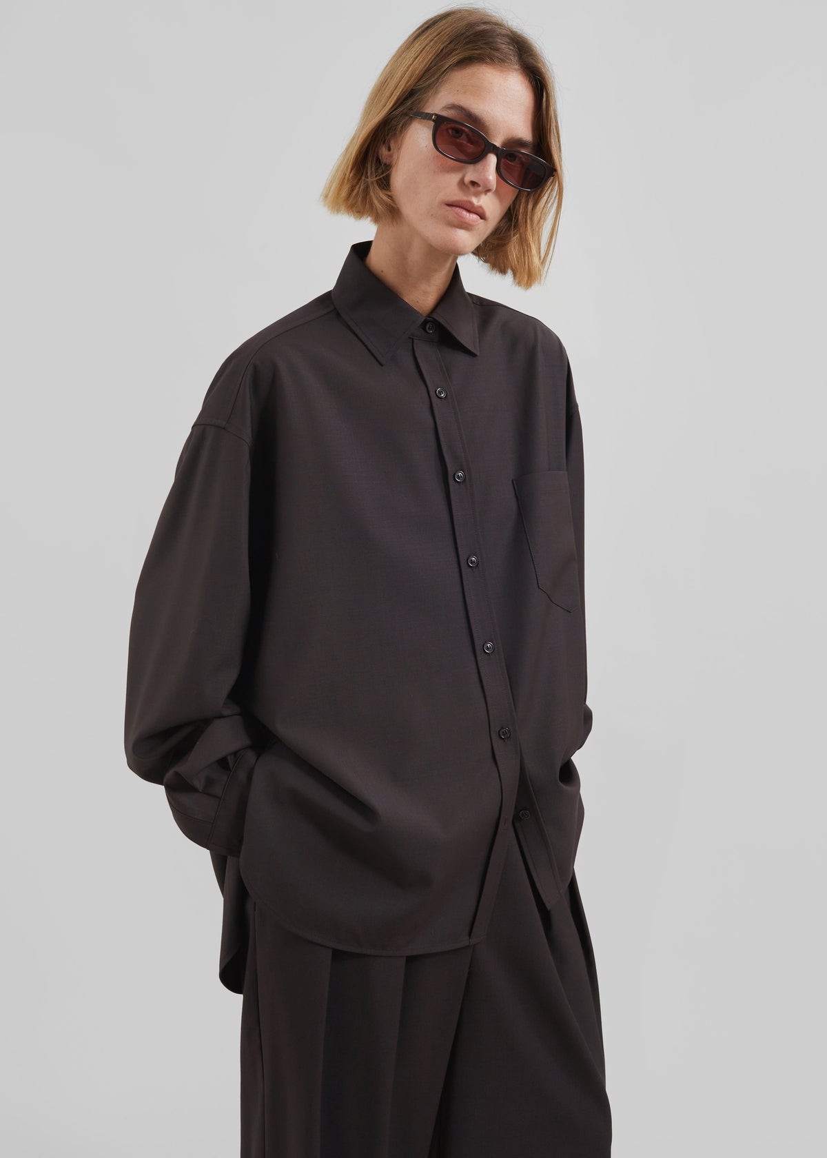 Georgia Wool Blend Shirt - Brown – view 1 of 9