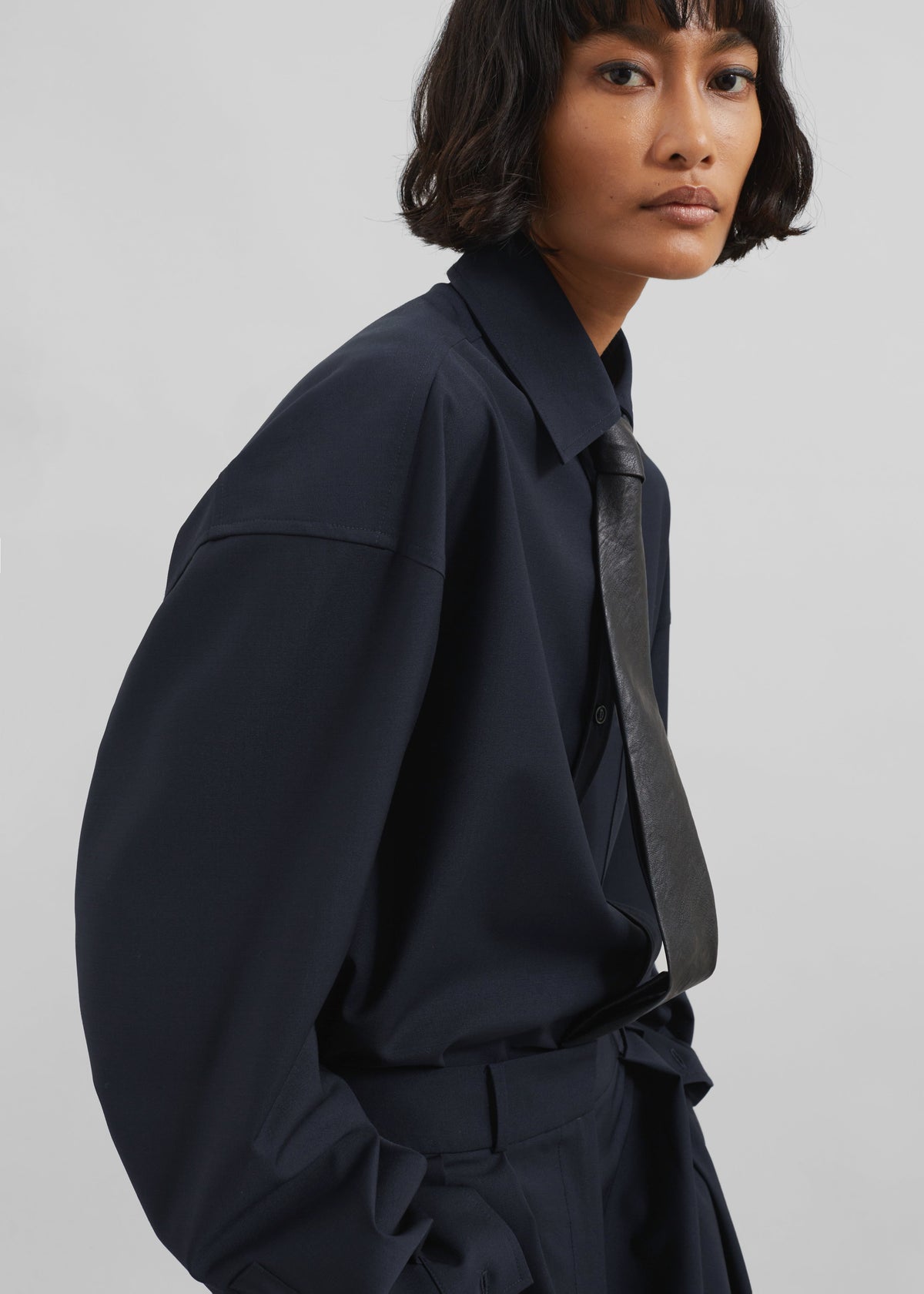 Georgia Wool Blend Shirt - Dark Navy – view 7 of 9