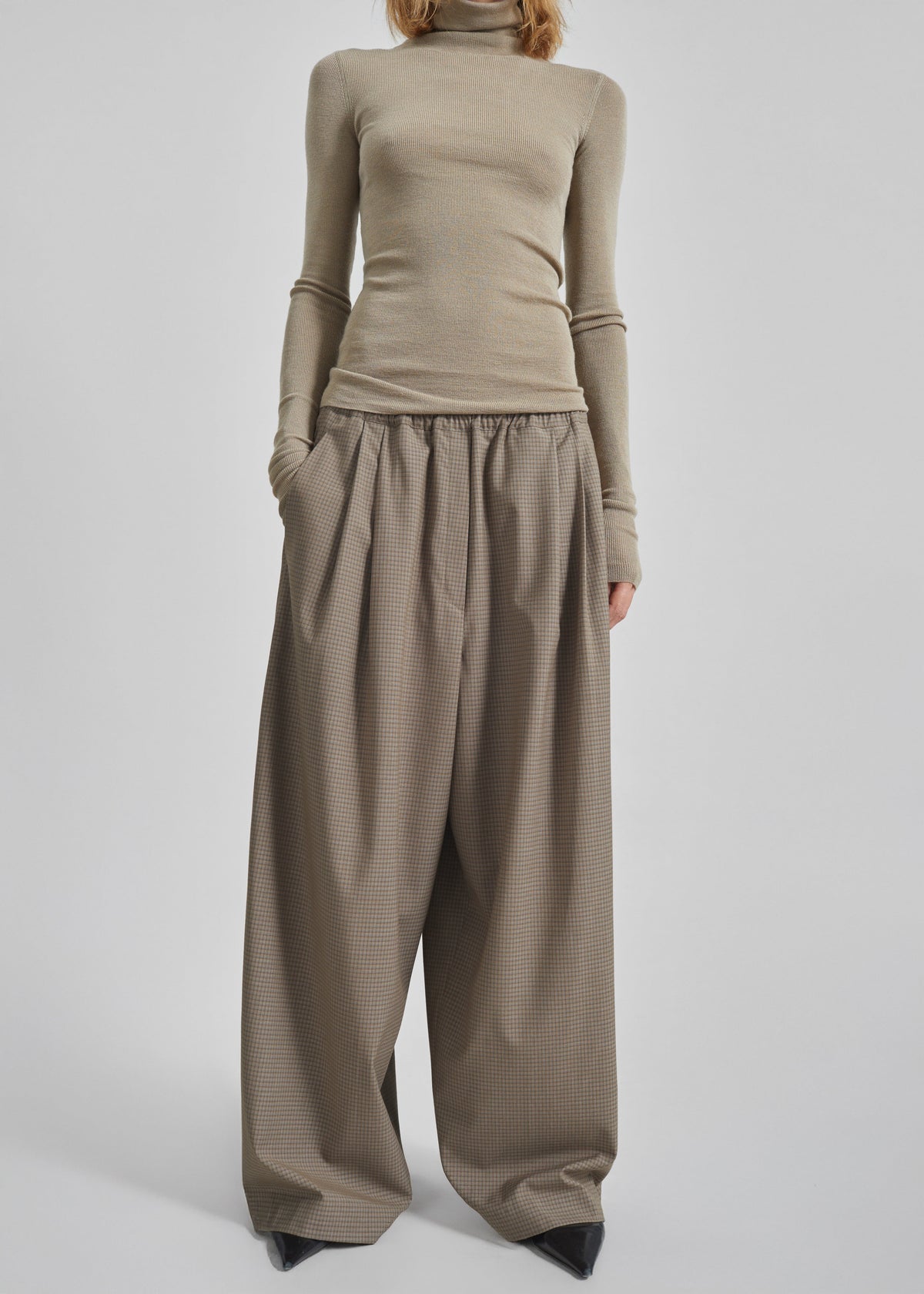 Gistel Pleated Pants - Beige Plaid – view 5 of 9