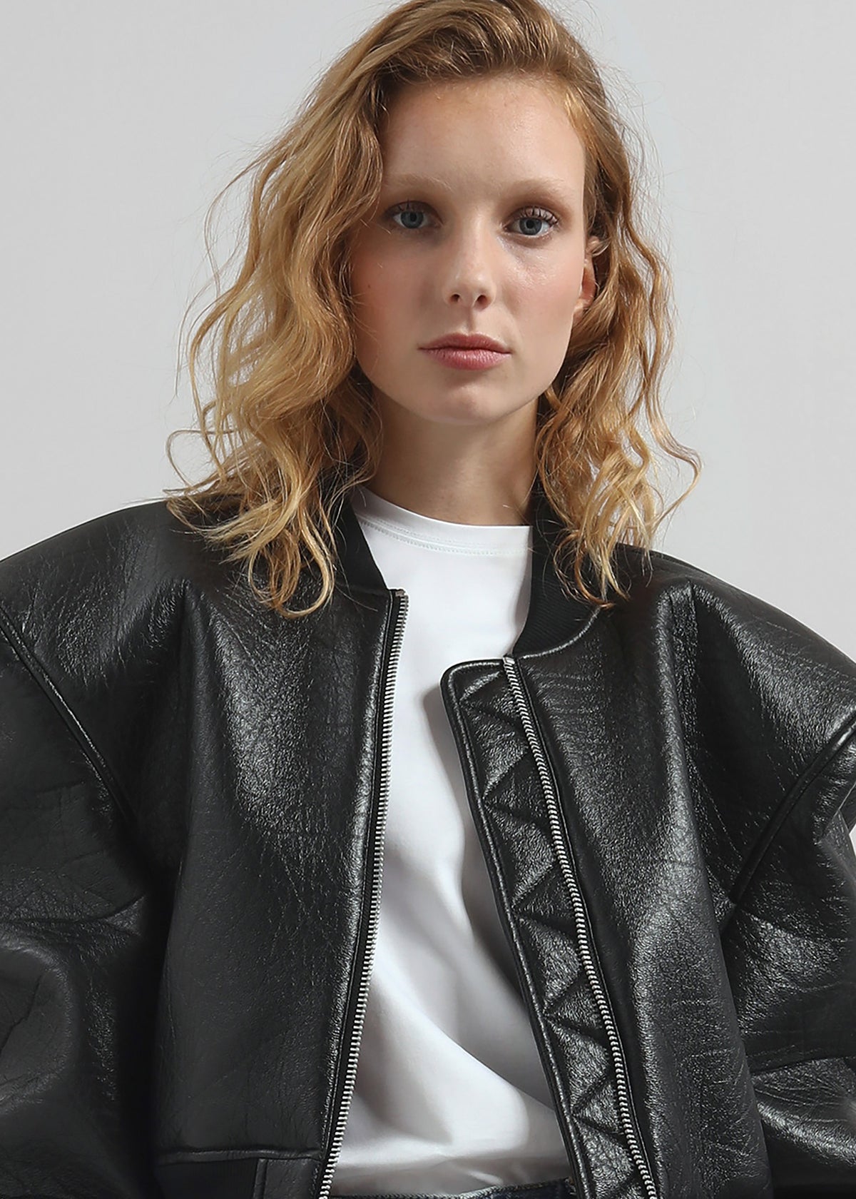 Glane Faux Leather Bomber Jacket - Black – view 5 of 12