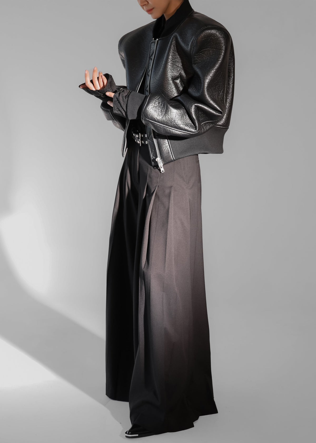 Glane Faux Leather Bomber Jacket - Black – view 10 of 12
