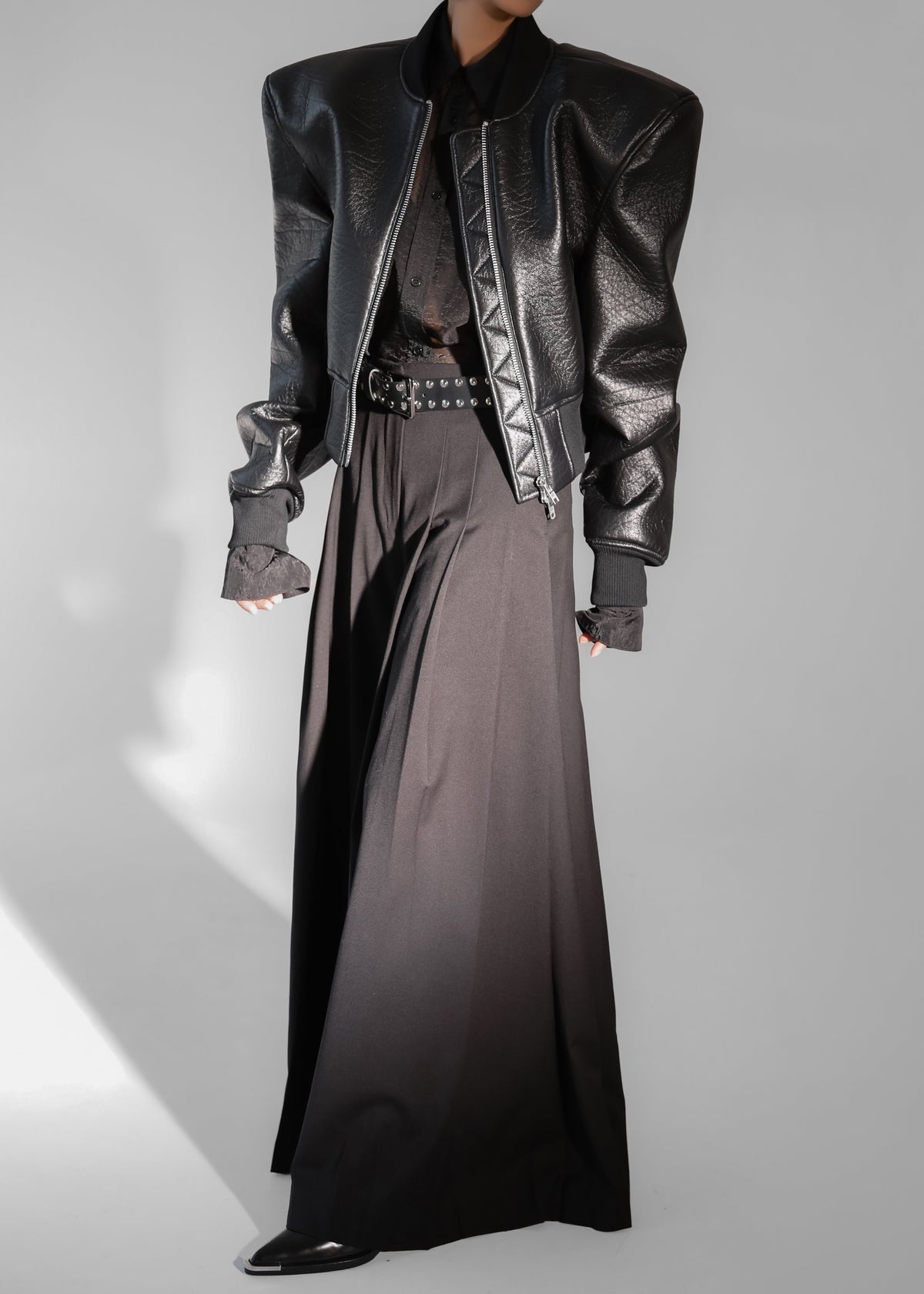 Glane Faux Leather Bomber Jacket - Black – view 8 of 12