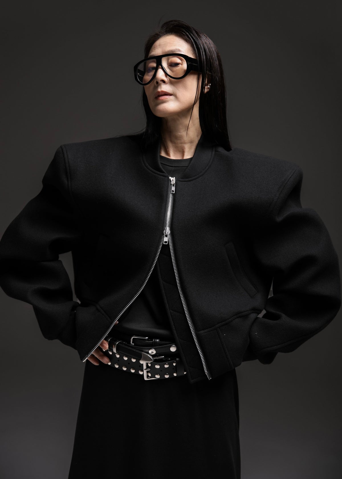 Glane Padded Wool Bomber Jacket - Black – view 2 of 8