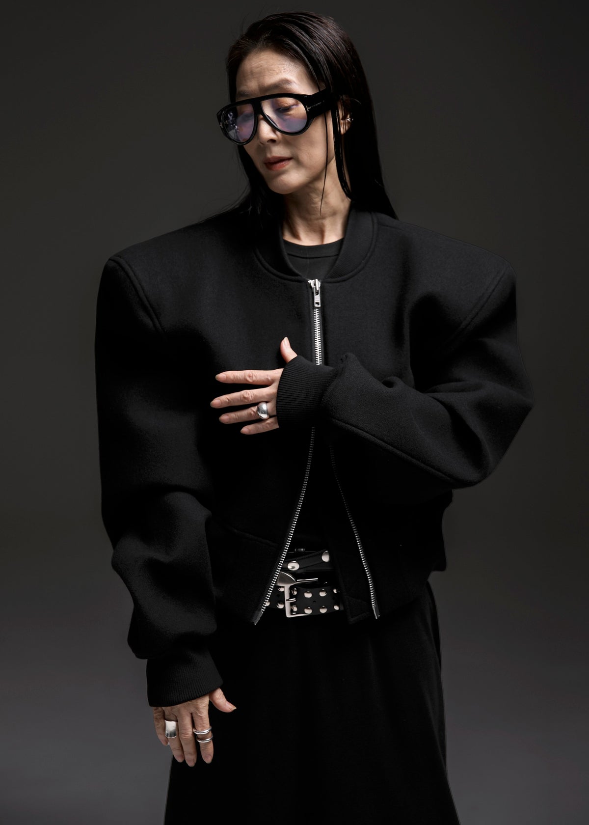 Glane Padded Wool Bomber Jacket - Black – view 7 of 8