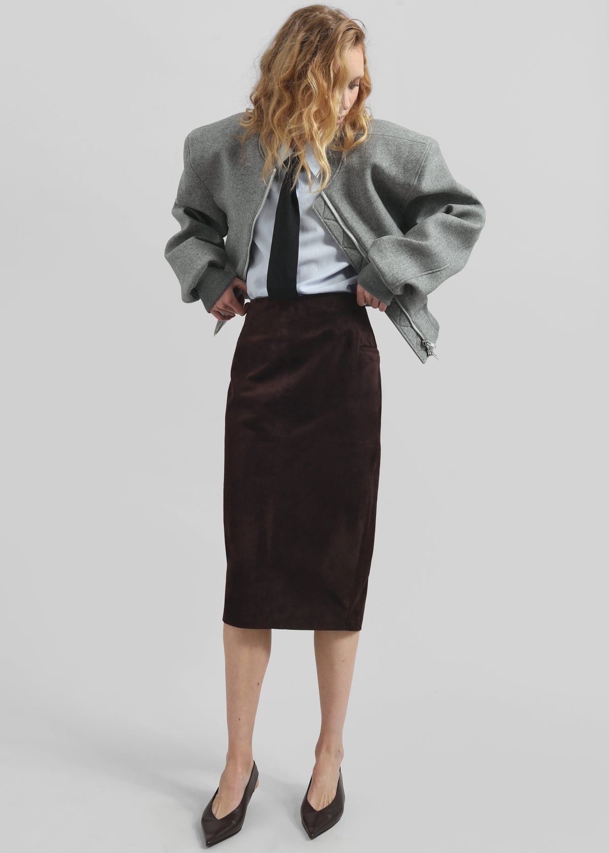Glane Padded Wool Bomber Jacket - Grey Melange – view 2 of 7
