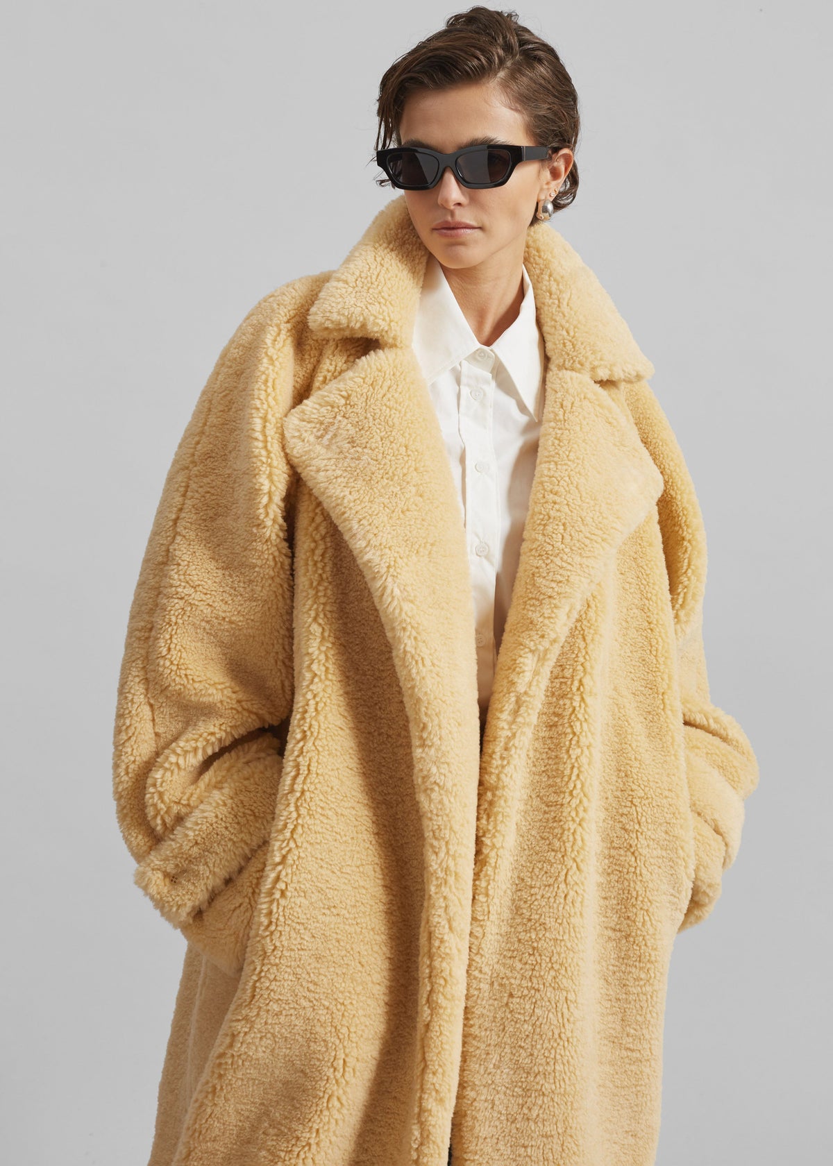 Gresham Faux Shearling Robe Coat - Yellow – view 3 of 9