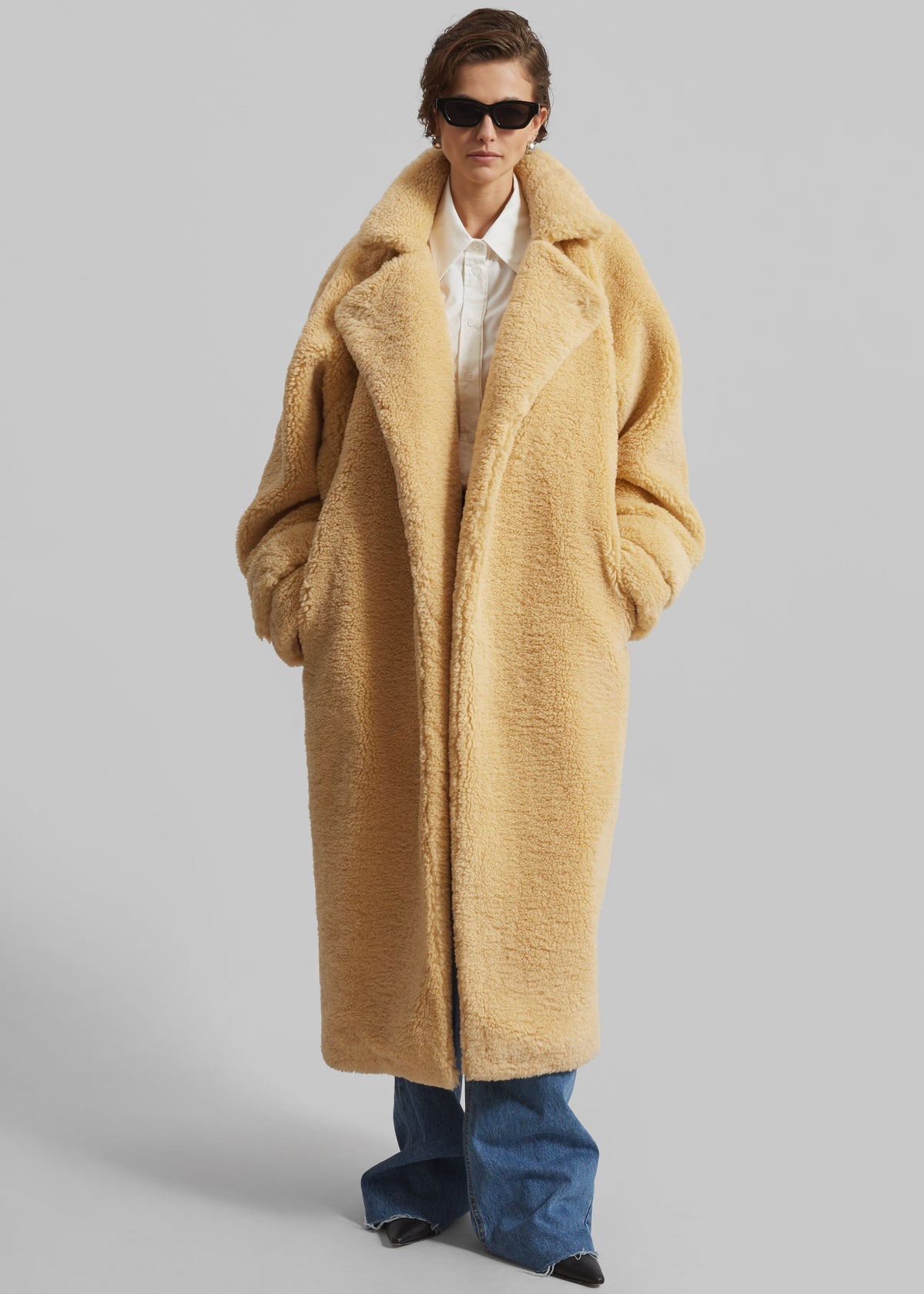 Gresham Faux Shearling Robe Coat - Yellow – view 7 of 9
