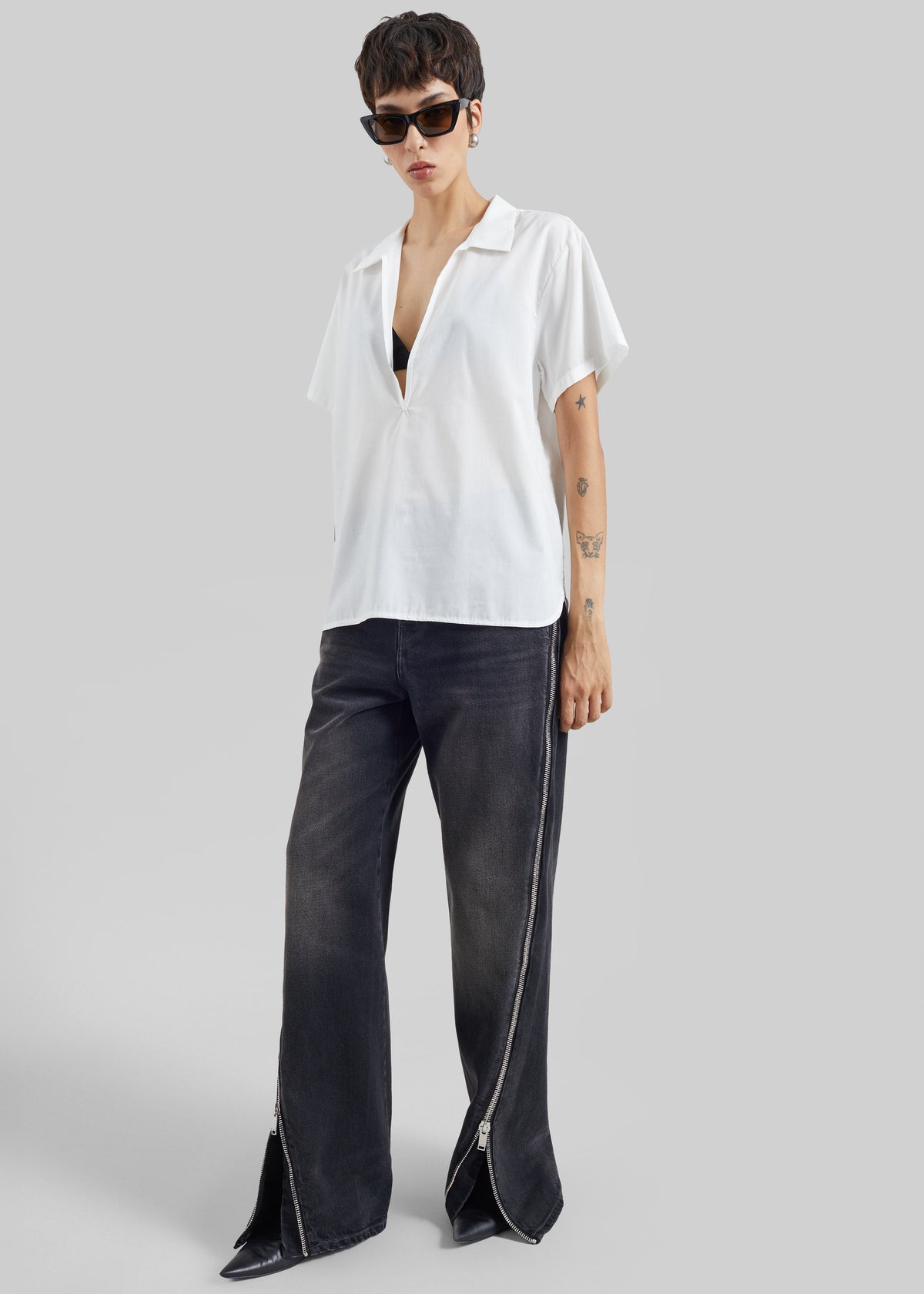 Haikure Bonnie Zip Denim Pants - Vintage Black – view 2 of 8