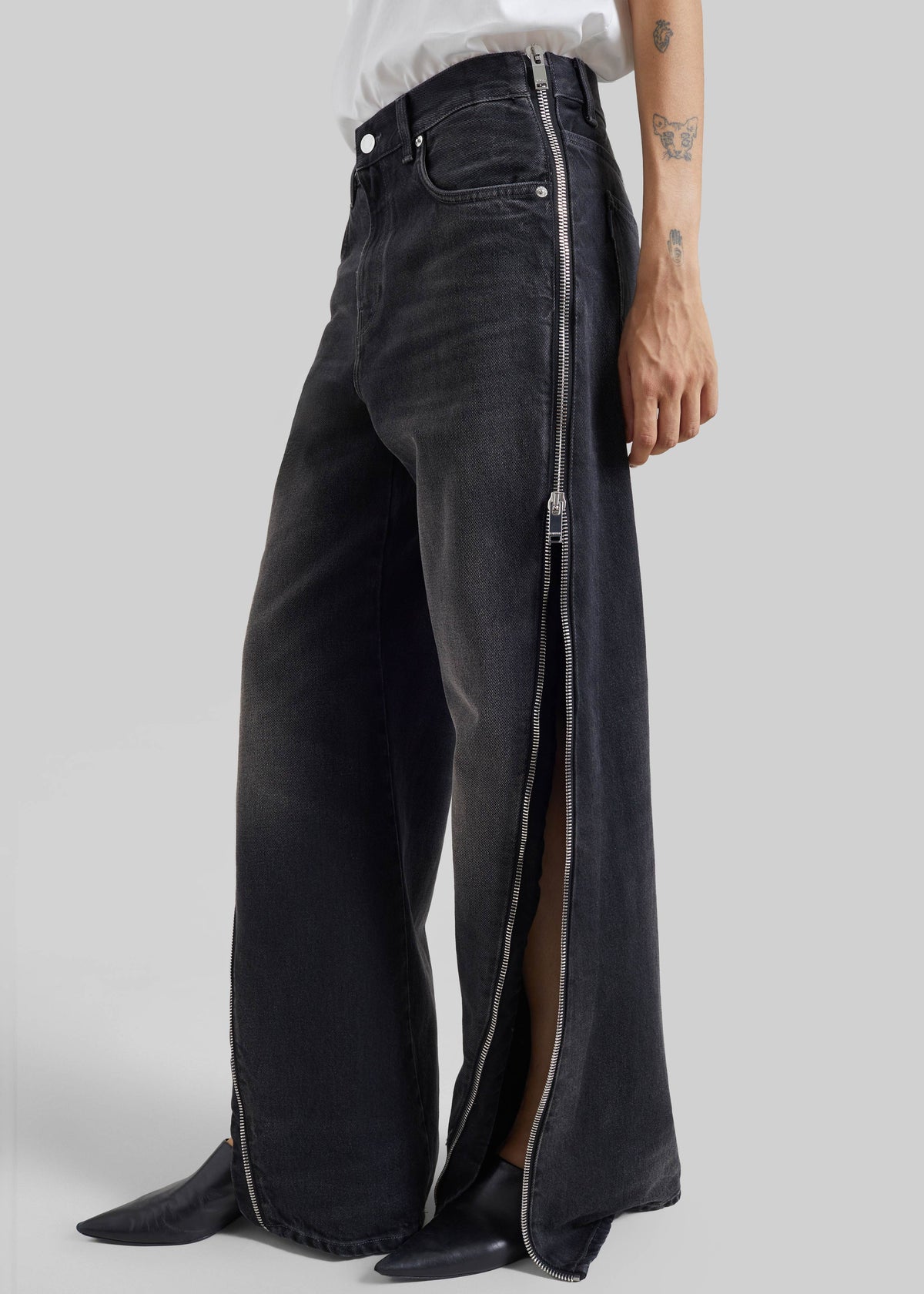 Haikure Bonnie Zip Denim Pants - Vintage Black – view 1 of 8