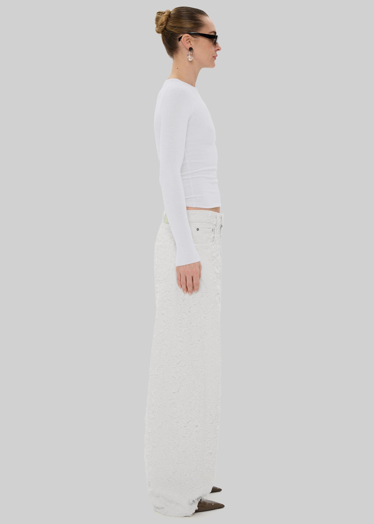 Haikure Clyde Double Fur Denim Pants - Off White – view 4 of 6