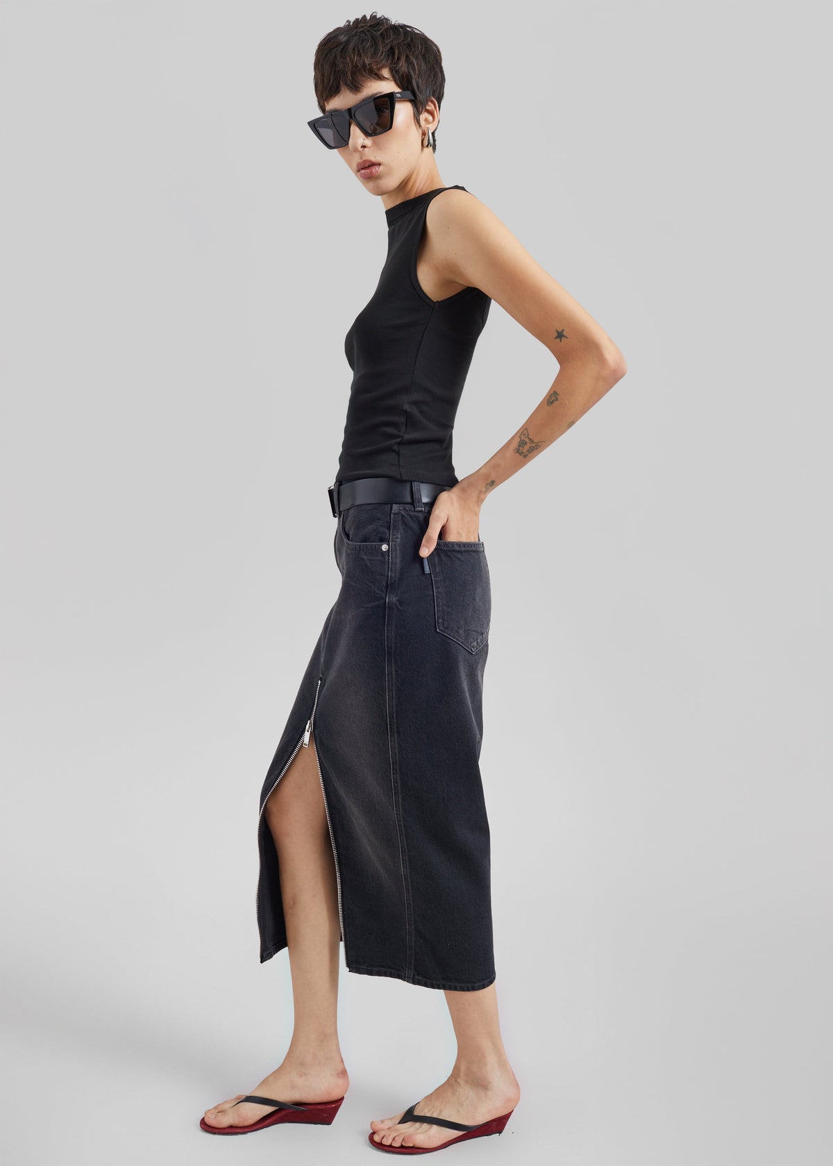 Haikure Mira Denim Skirt - Vintage Black – view 3 of 7