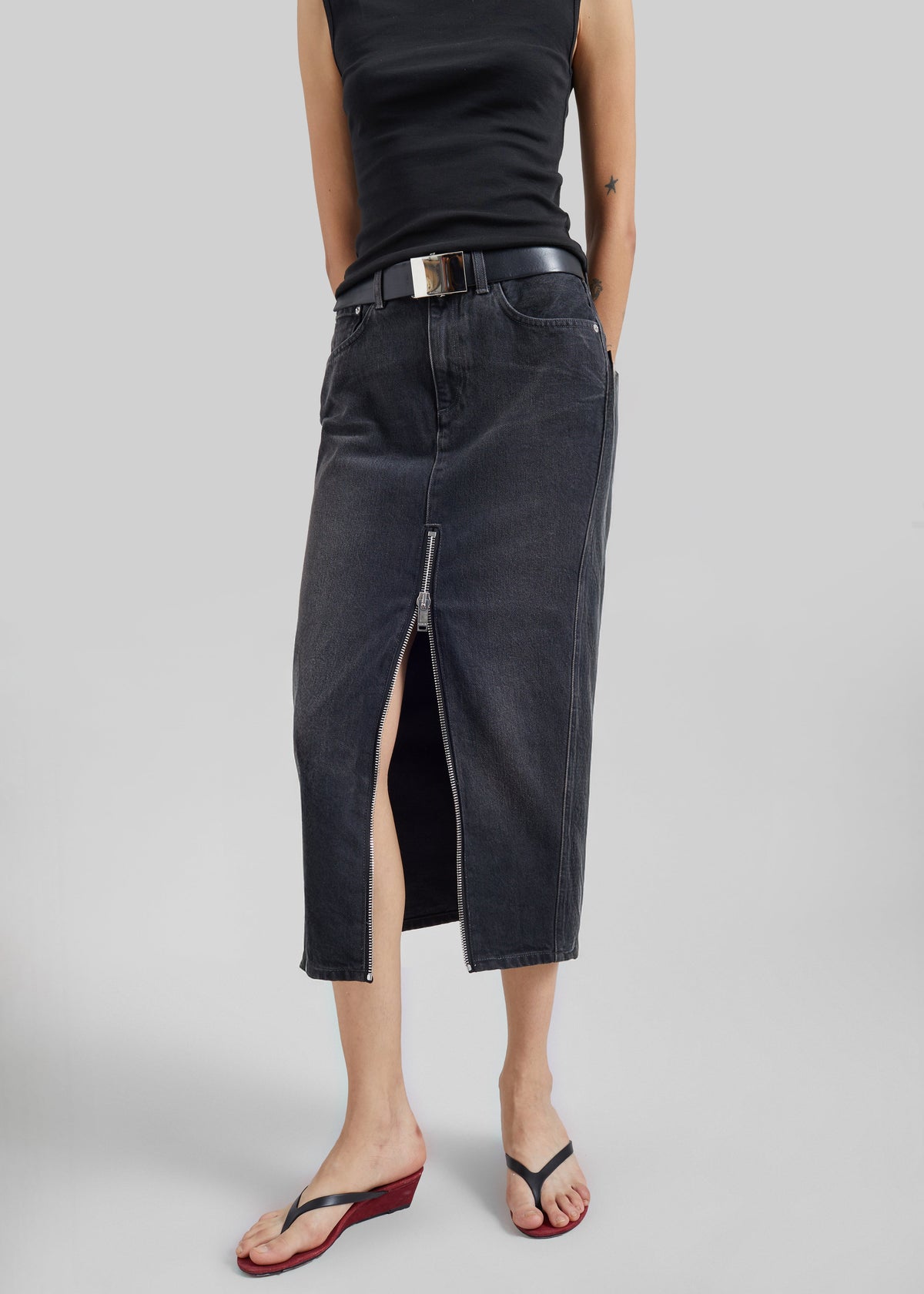 Haikure Mira Denim Skirt - Vintage Black – view 2 of 7