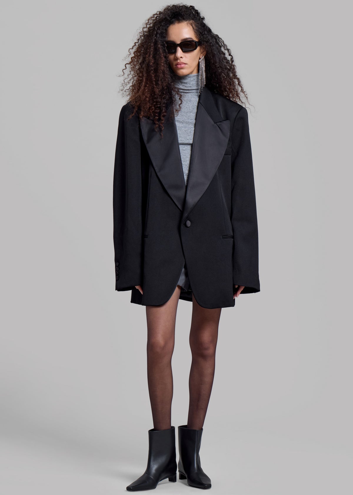 Halle Satin Collar Blazer - Black – view 9 of 11
