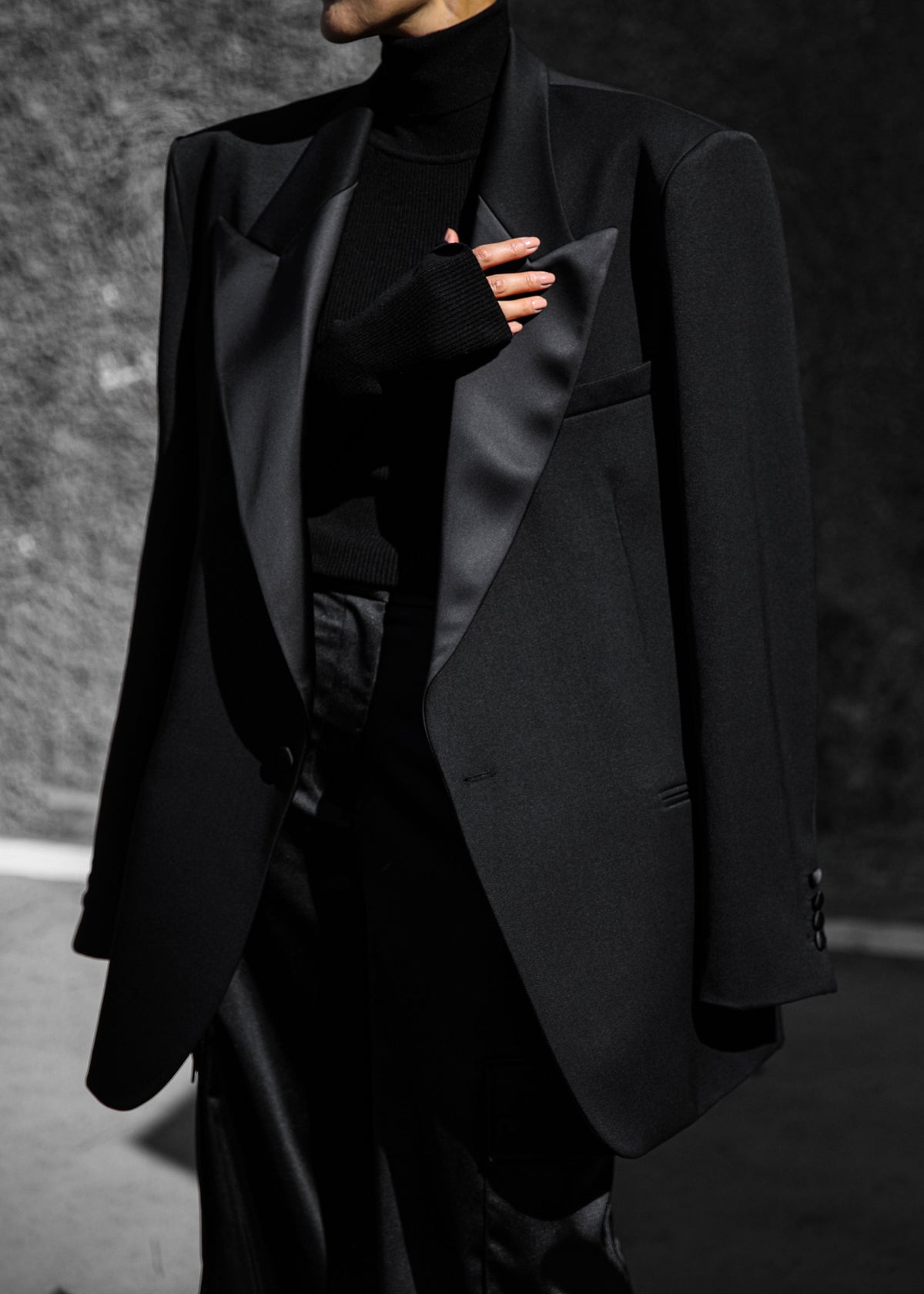 Halle Satin Collar Blazer - Black – view 1 of 11