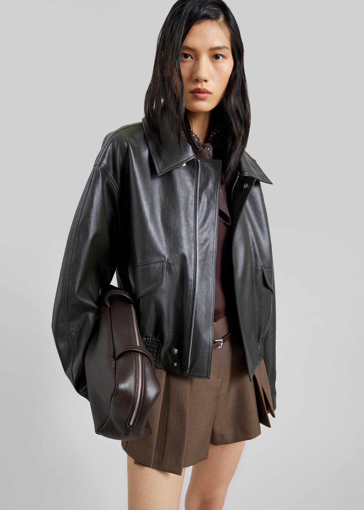 Halmstad Faux Leather Jacket - Charcoal – view 6 of 8
