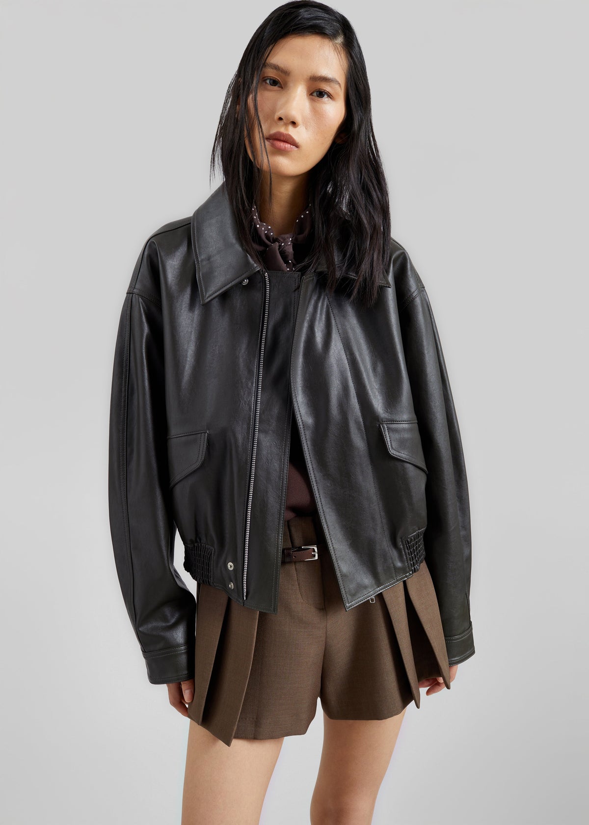 Halmstad Faux Leather Jacket - Charcoal – view 1 of 8