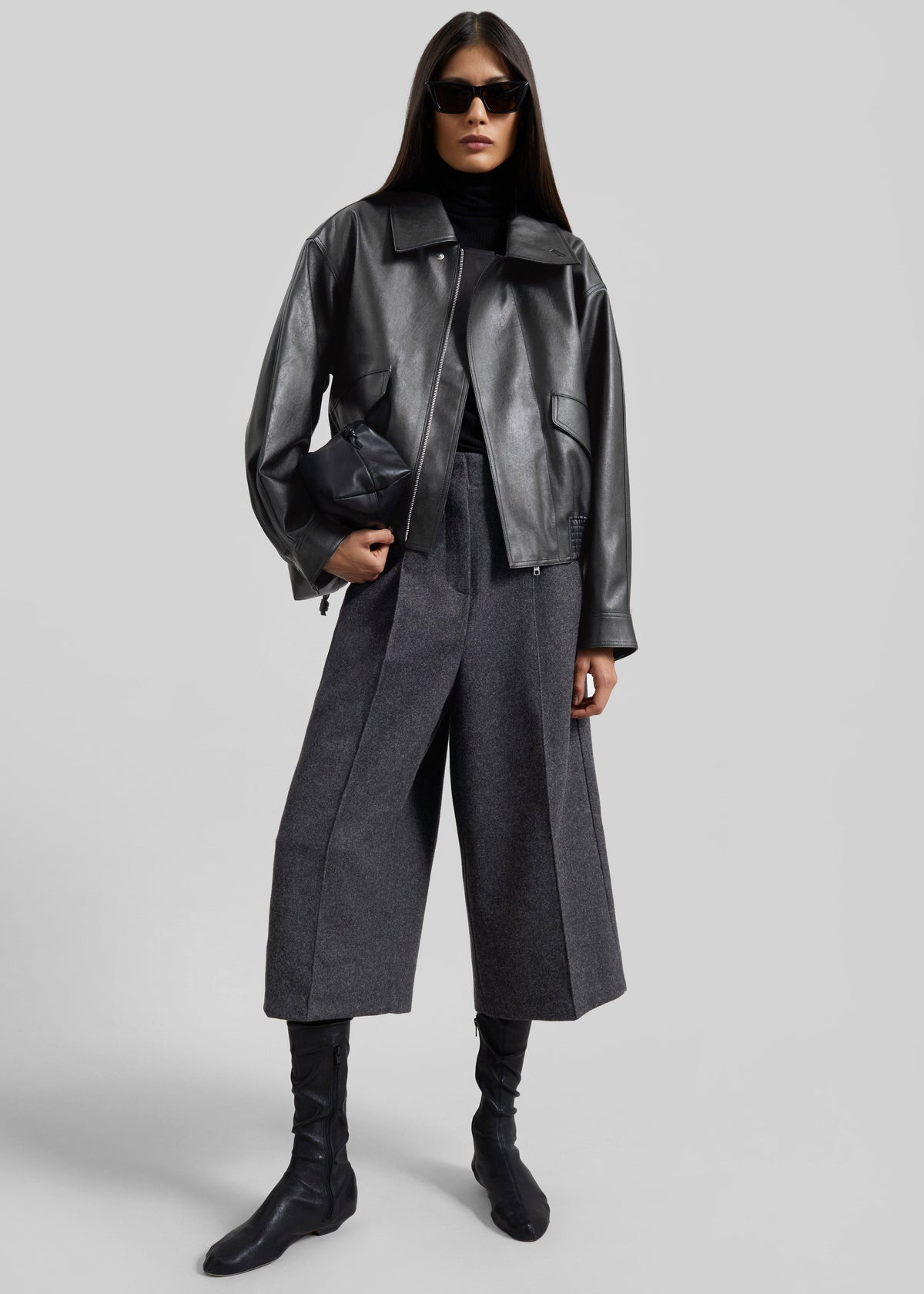 Leher Tailored Wool Culottes - Charcoal – view 1 of 10