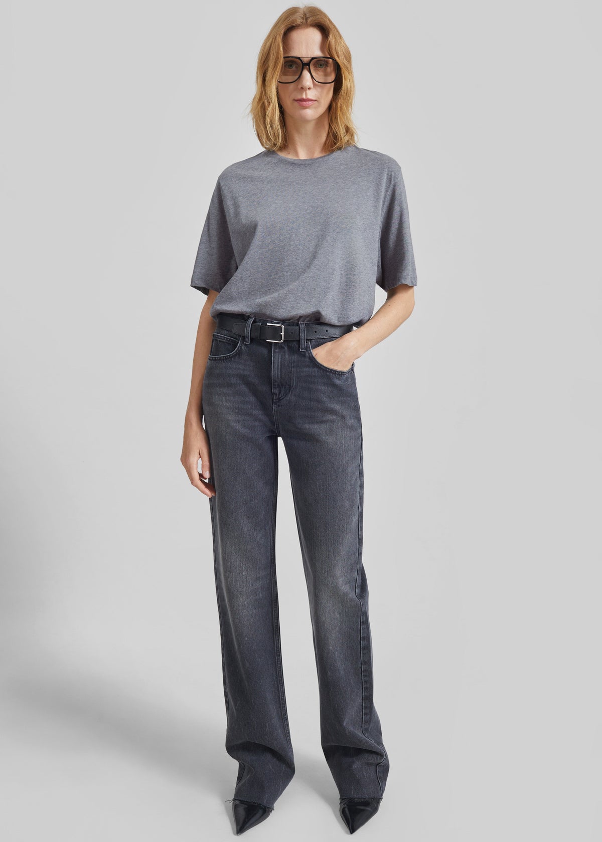 Harper Soft Organic T-Shirt - Dark Grey Melange – view 2 of 7