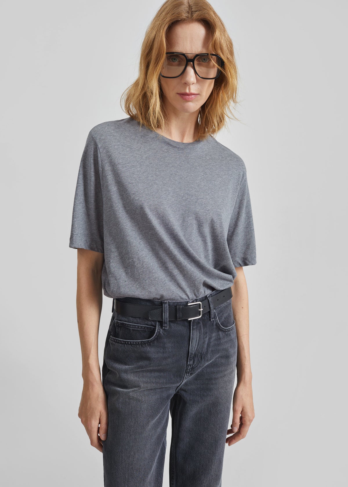 Harper Soft Organic T-Shirt - Dark Grey Melange – view 1 of 7