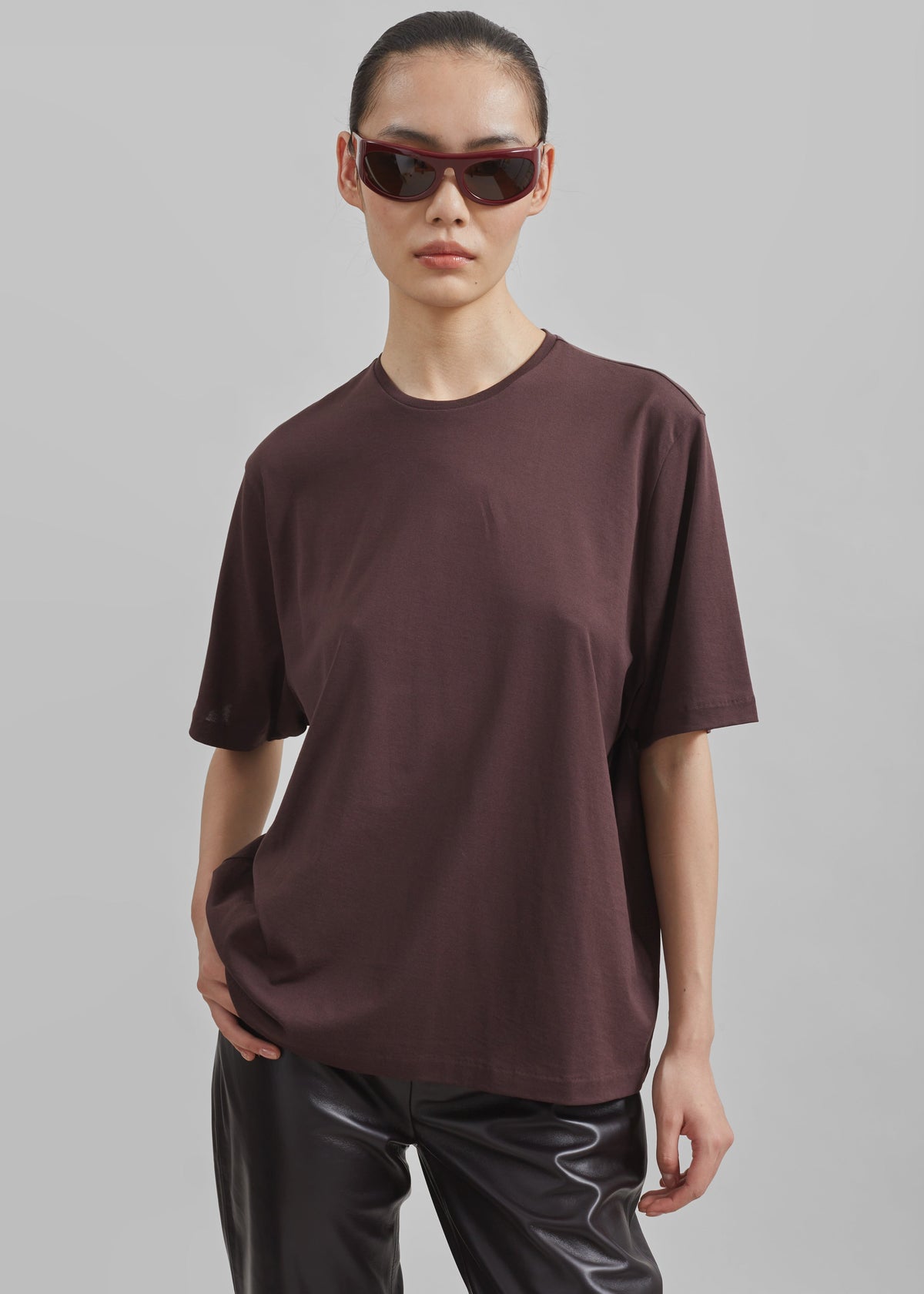 Harper Soft Organic T-Shirt - Dark Plum – view 3 of 9