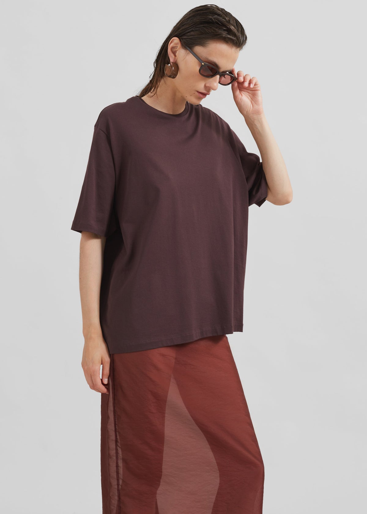 Harper Soft Organic T-Shirt - Dark Plum – view 6 of 9