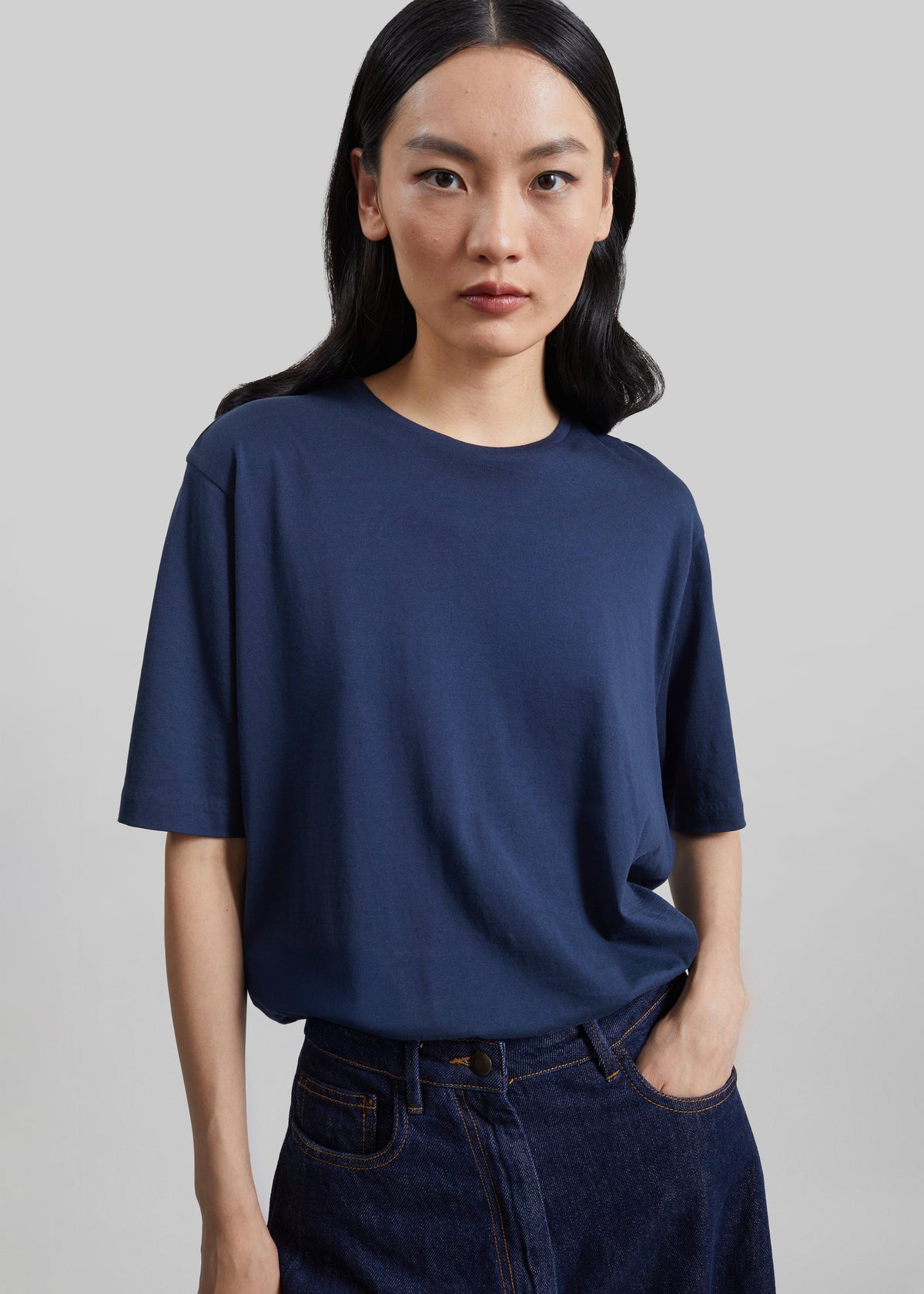 Harper Soft Organic T-Shirt - Navy – view 6 of 8