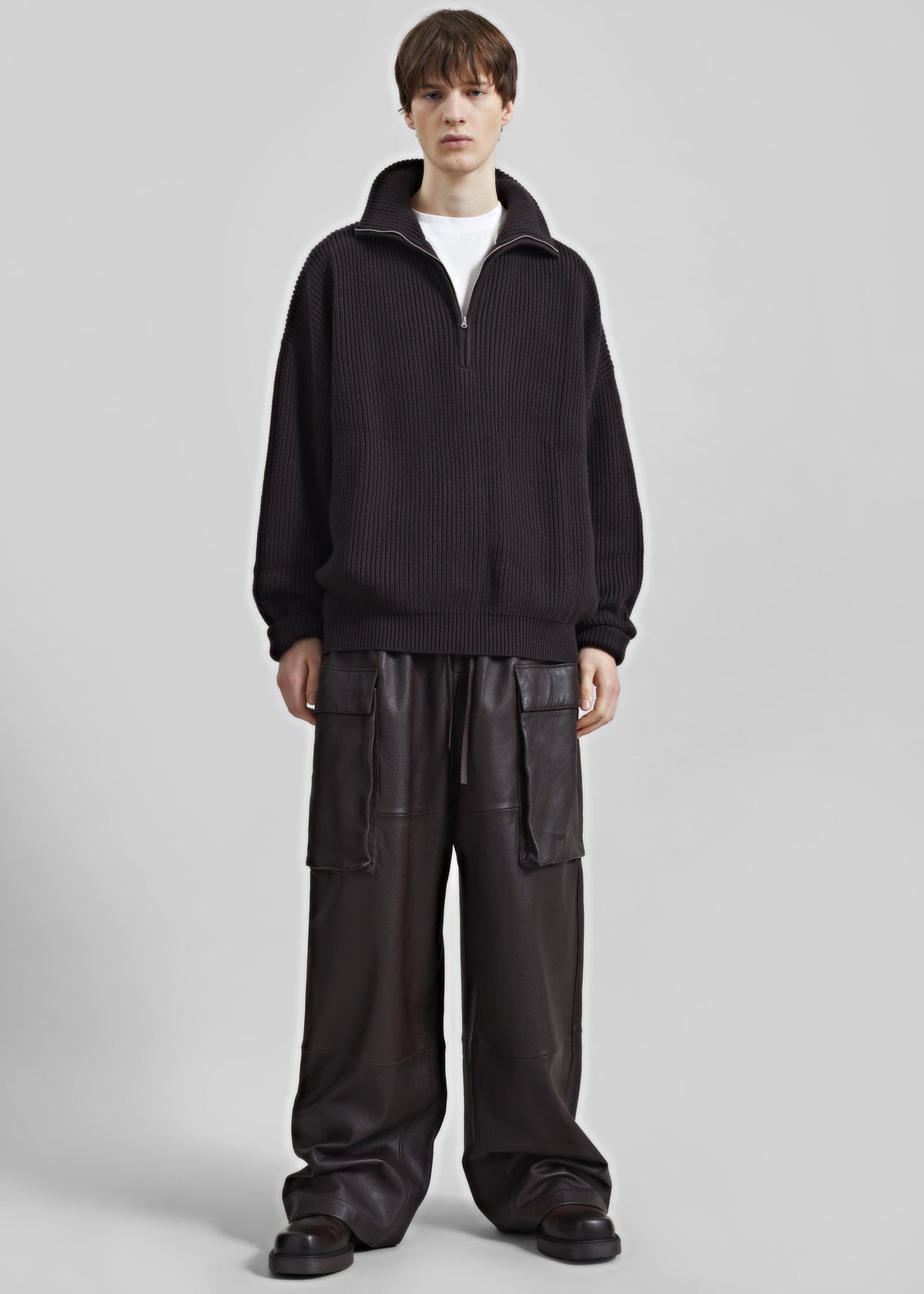 Harrison Quarter Zip Jumper - Dark Plum – view 3 of 10