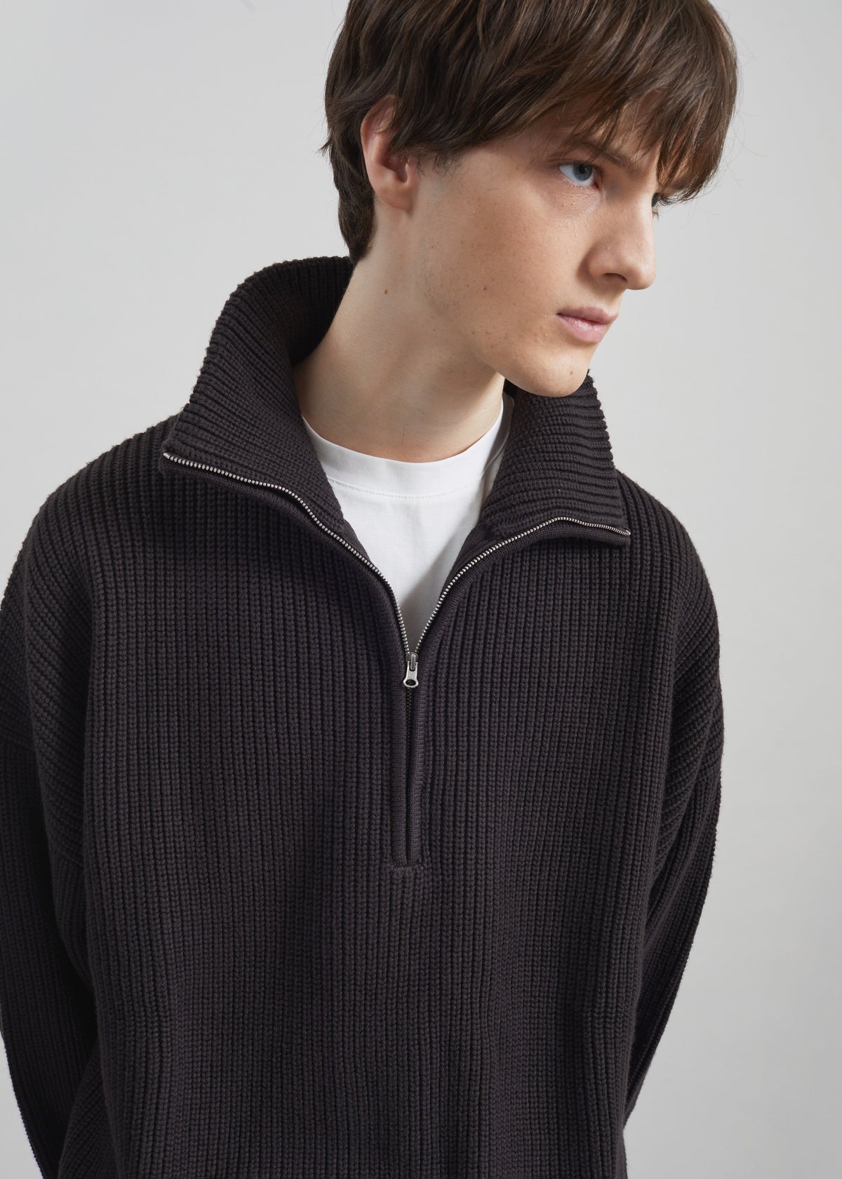 Harrison Quarter Zip Jumper - Dark Plum – view 2 of 10