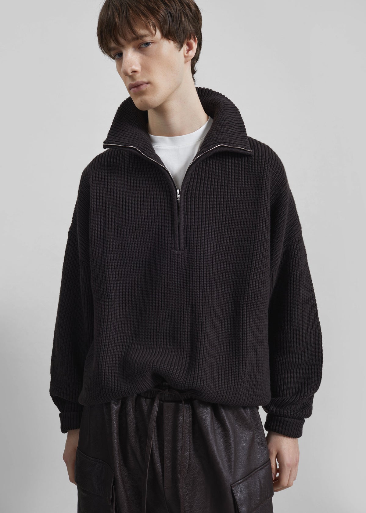 Harrison Quarter Zip Jumper - Dark Plum – view 1 of 10