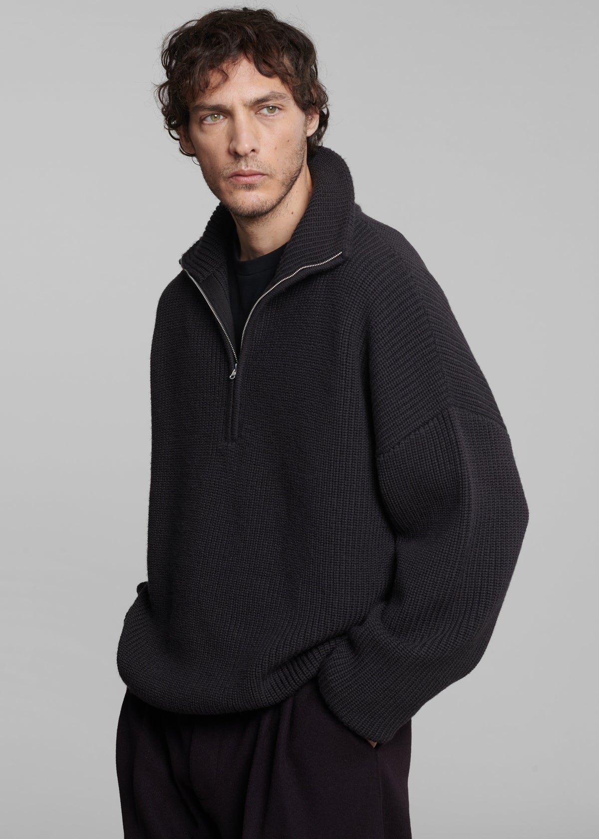 Harrison Quarter Zip Jumper - Dark Plum – view 5 of 10