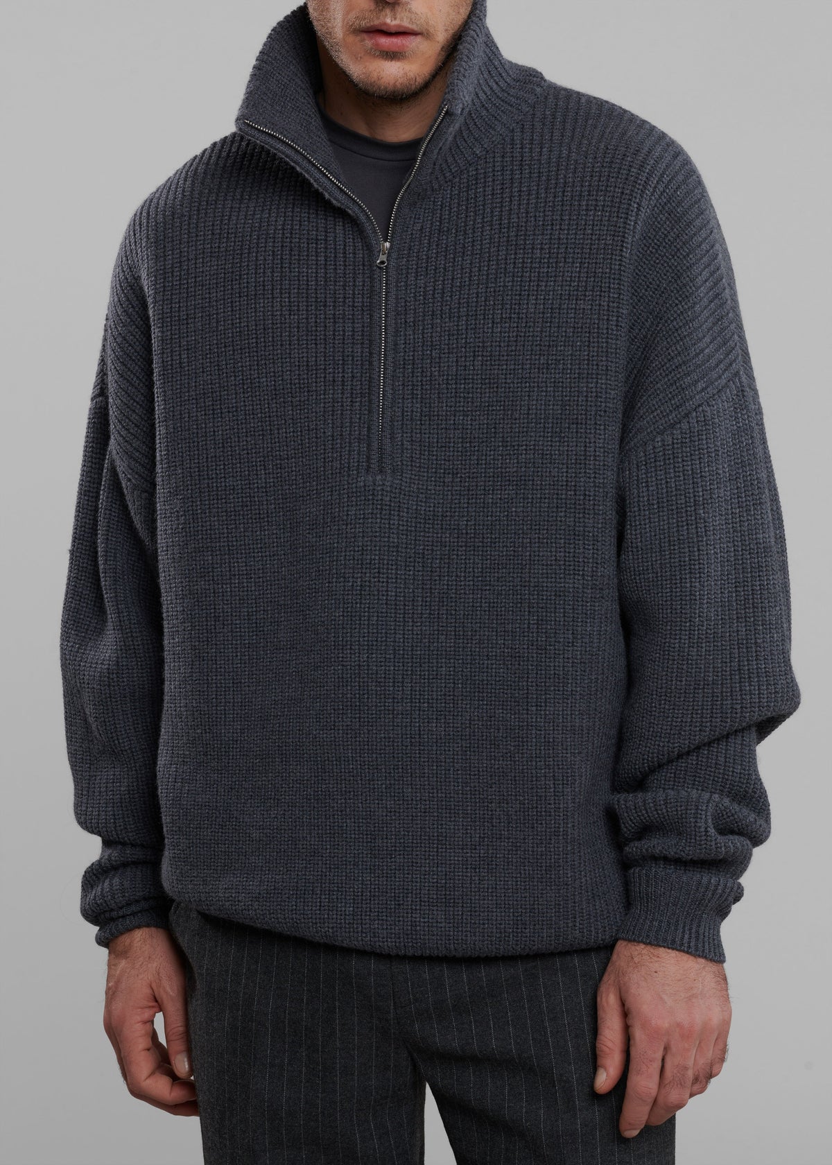 Harrison Quarter Zip Jumper - Grey Melange – view 2 of 9