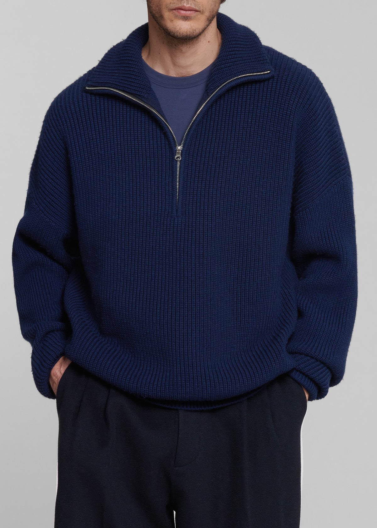 Harrison Quarter Zip Jumper - Navy – view 2 of 11