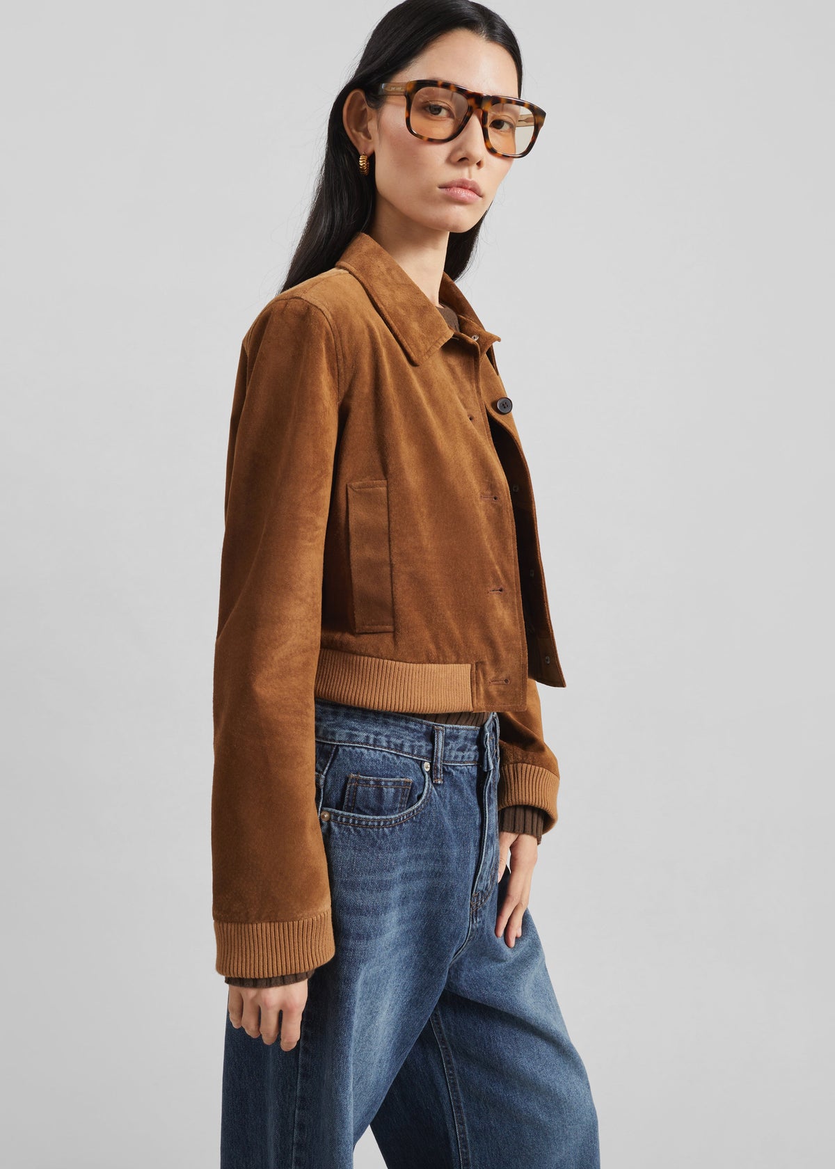 Hartford Suede Short Jacket - Dark Camel – view 6 of 8