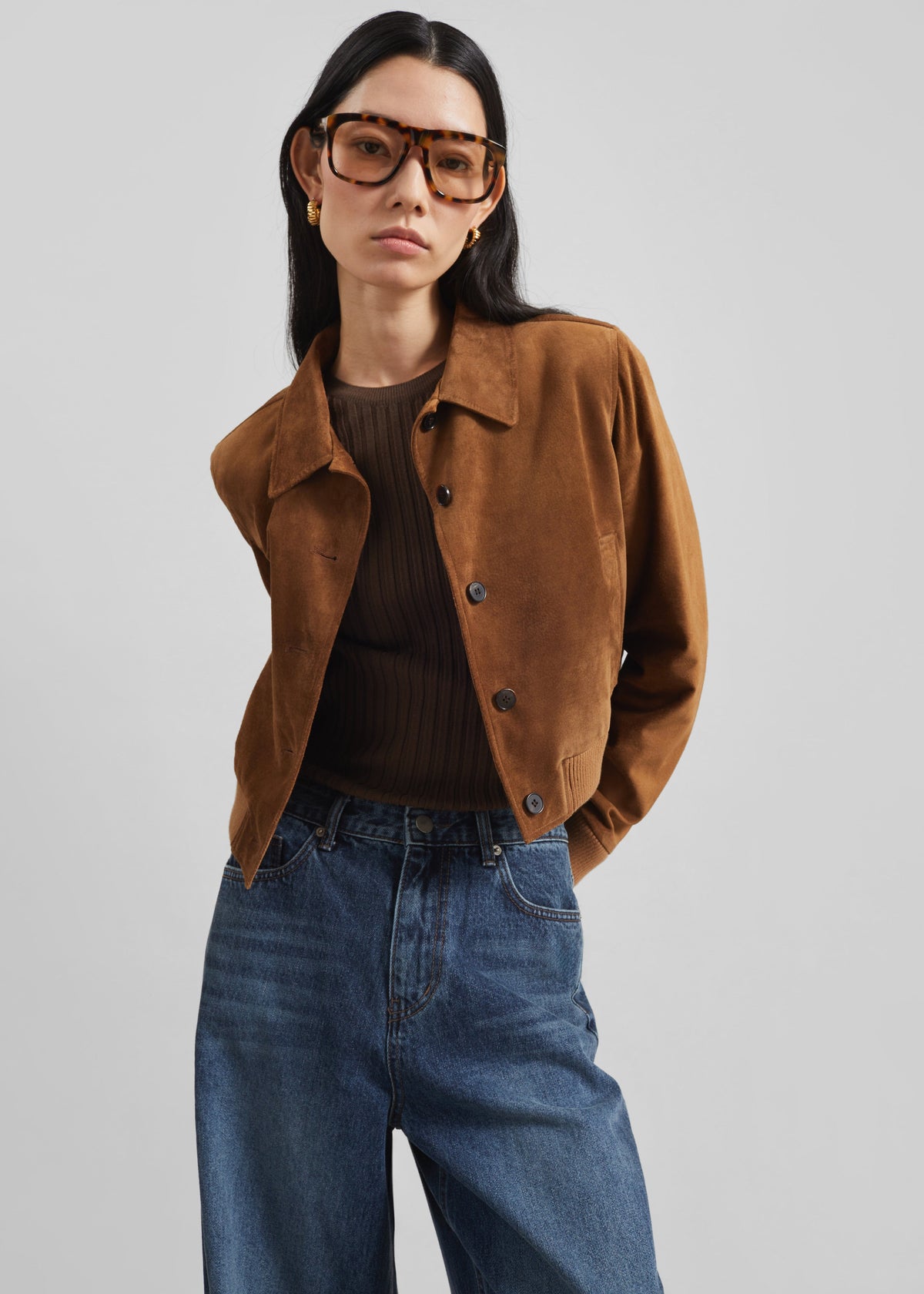 Hartford Suede Short Jacket - Dark Camel – view 1 of 8