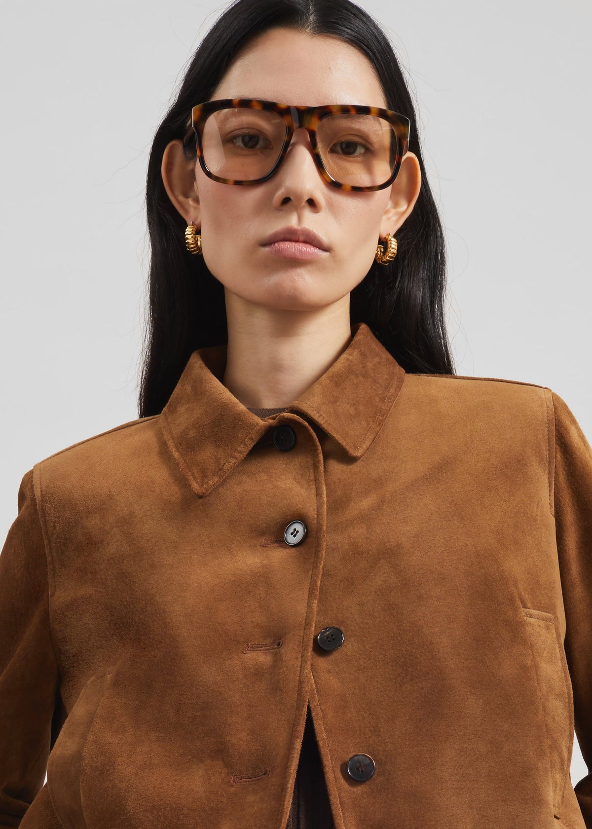 Hartford Suede Short Jacket - Dark Camel – view 5 of 8