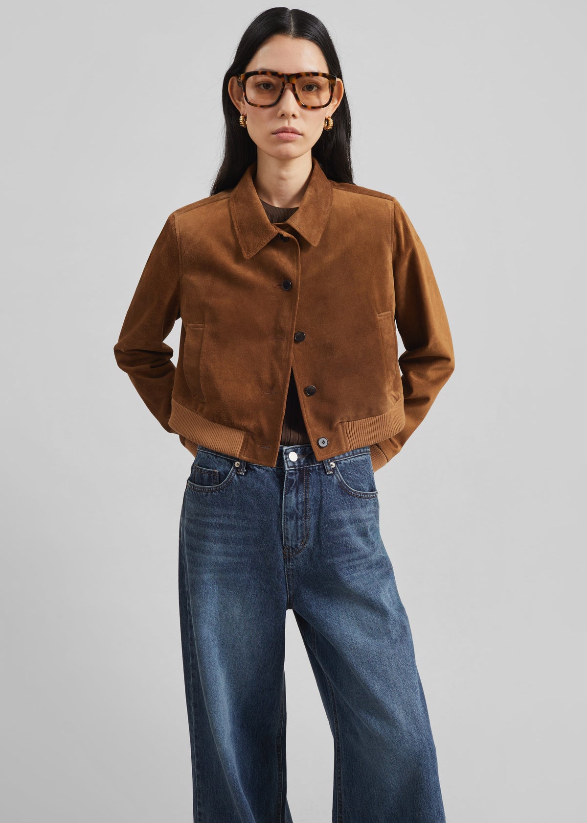 Hartford Suede Short Jacket - Dark Camel – view 4 of 8